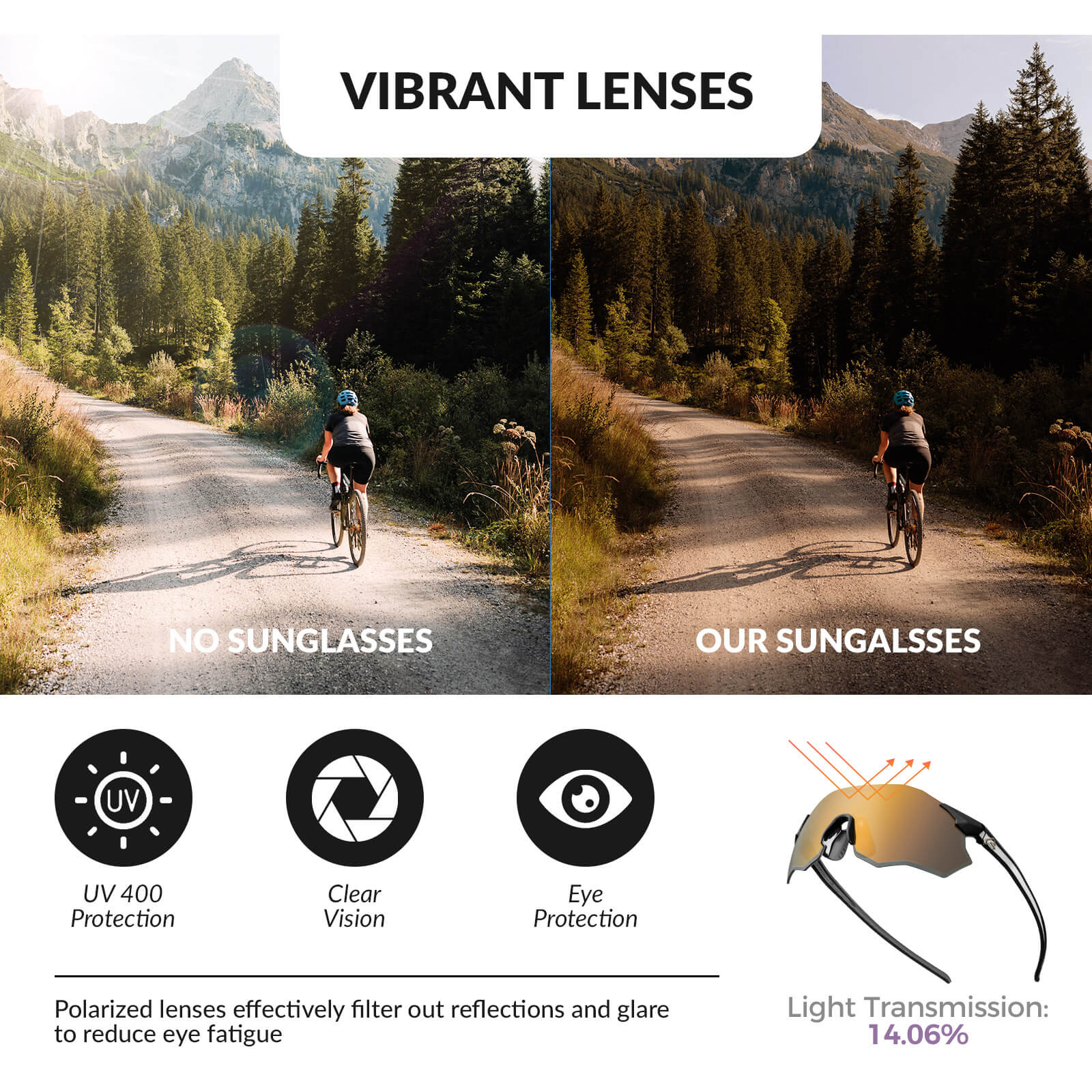 ROCKBROS photochromic or polarised cycling sunglasses SP359, UV400 protection sports eyewear for men and women. #Color_Gold/Polarized