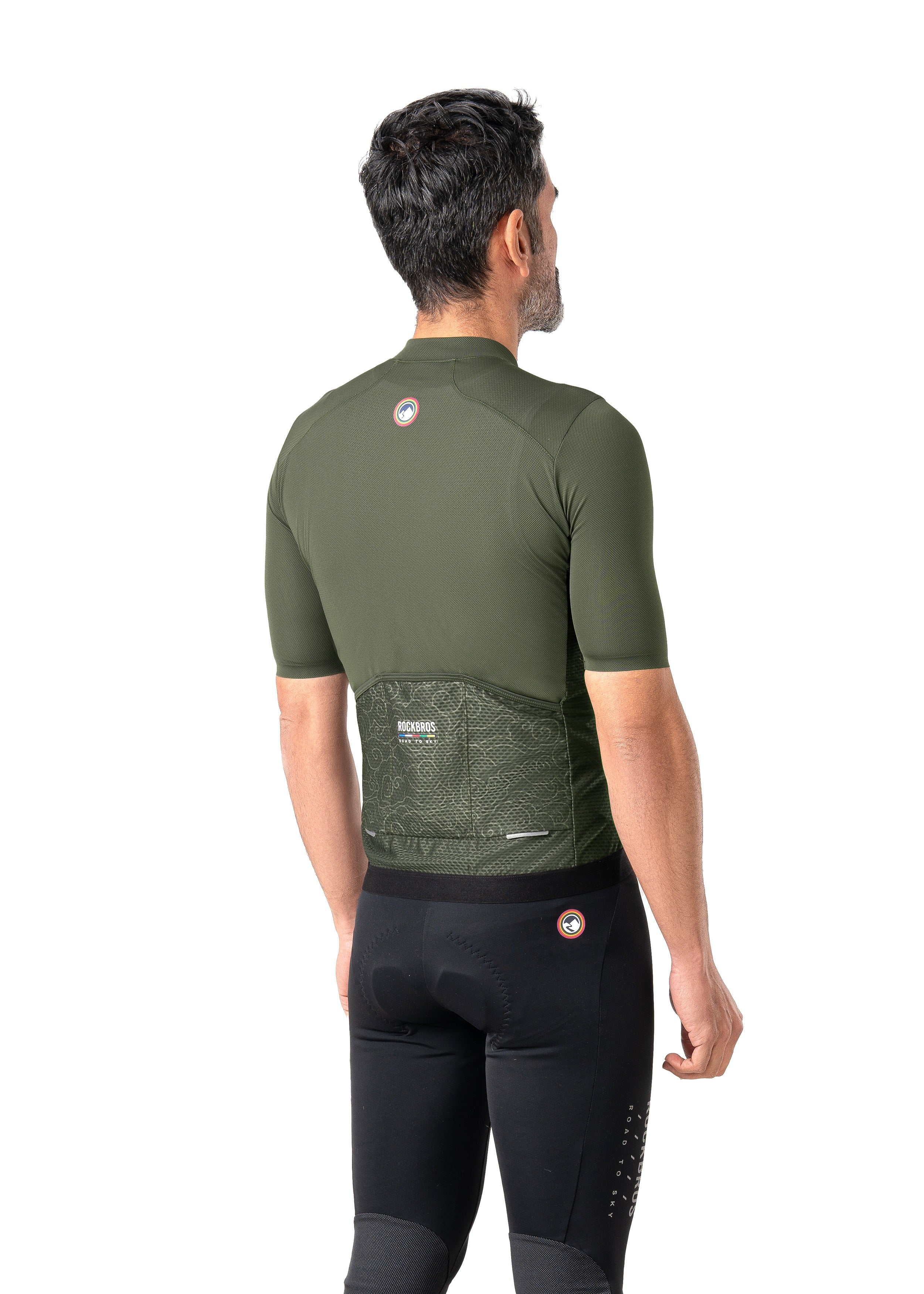 ROCKBROS Road-to-Sky Men's Cycling Short-Sleeved Jersey #Color_Army Green