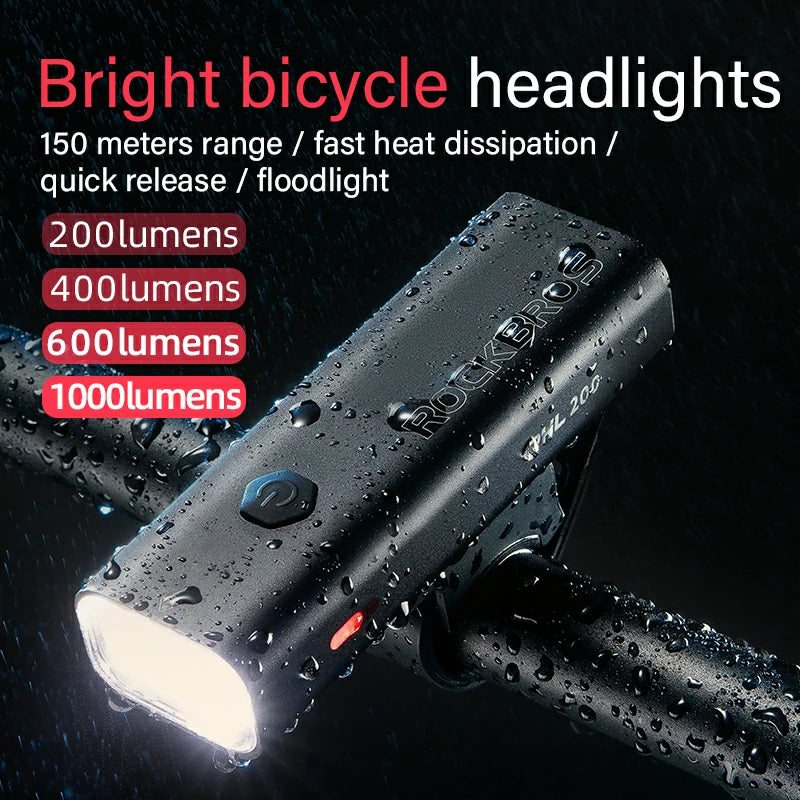 ROCKBROS Bike Light 200 Lumens USB Rechargeable Bike Headlight Super Bright #Type_RHL200