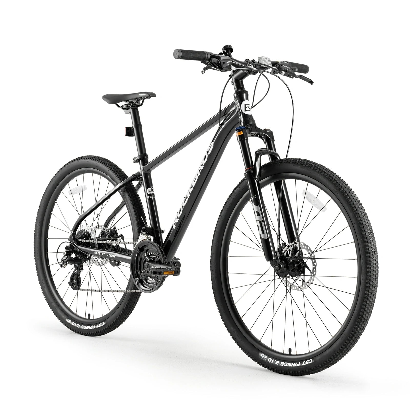 Hydraulic disc brake system on ROCKBROS MT200 mountain bike.
#color_black