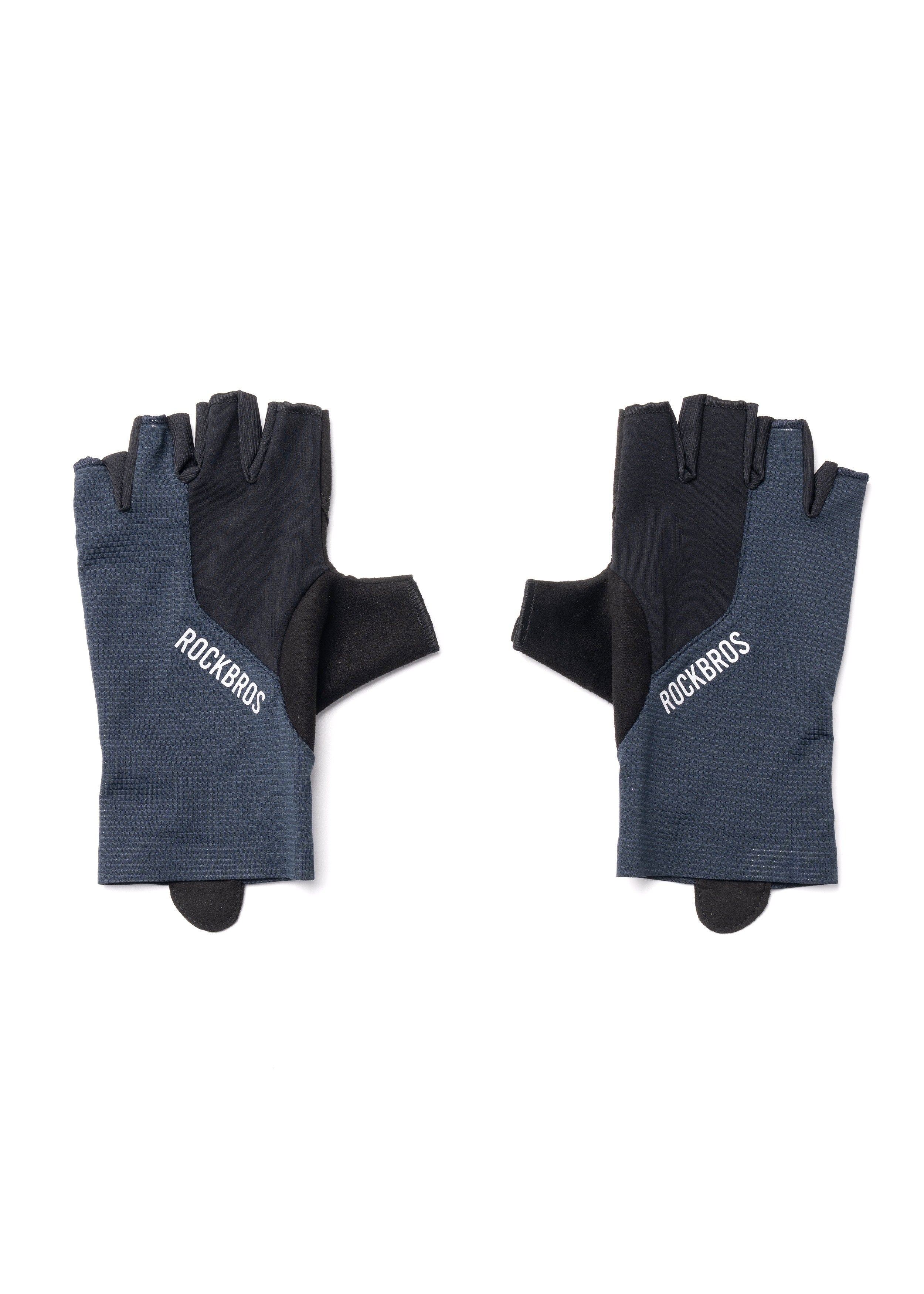 ROCKRBOS Road-to-Sky Cycling Fingerless Gloves #Color_Navy Blue