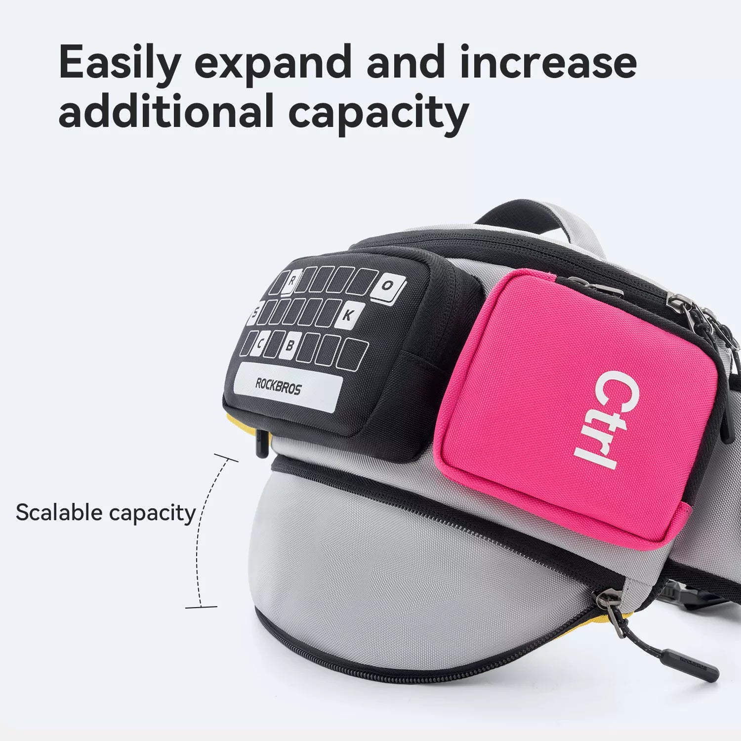 Expandable cycling and motorbike waist bag detail#Color_Black / Neon Yellow