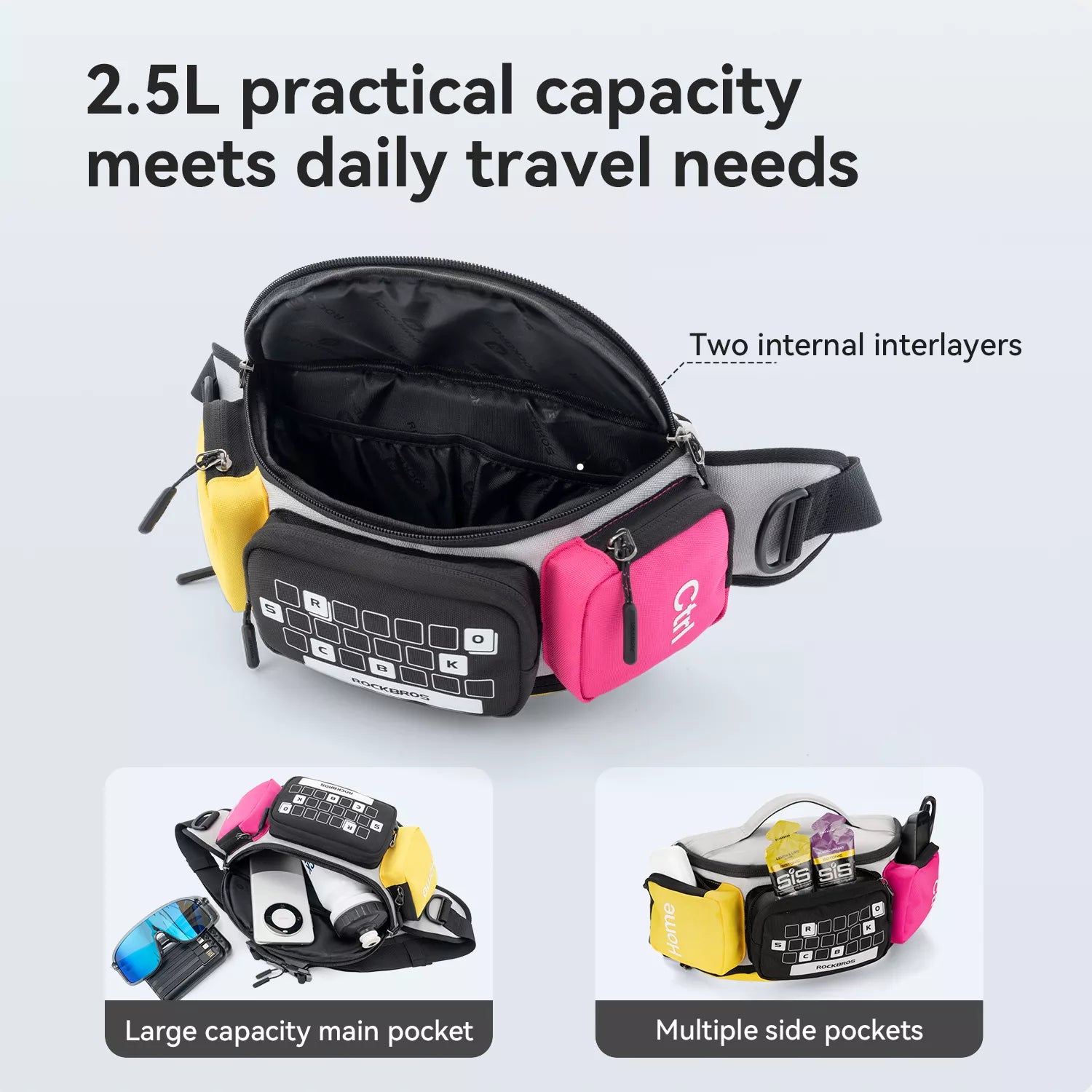 Expandable cycling and motorbike waist bag detail#Color_Bright Orange