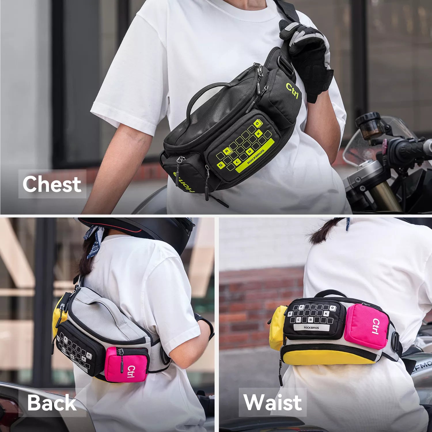 Expandable cycling and motorbike waist bag detail#Color_Bright Orange