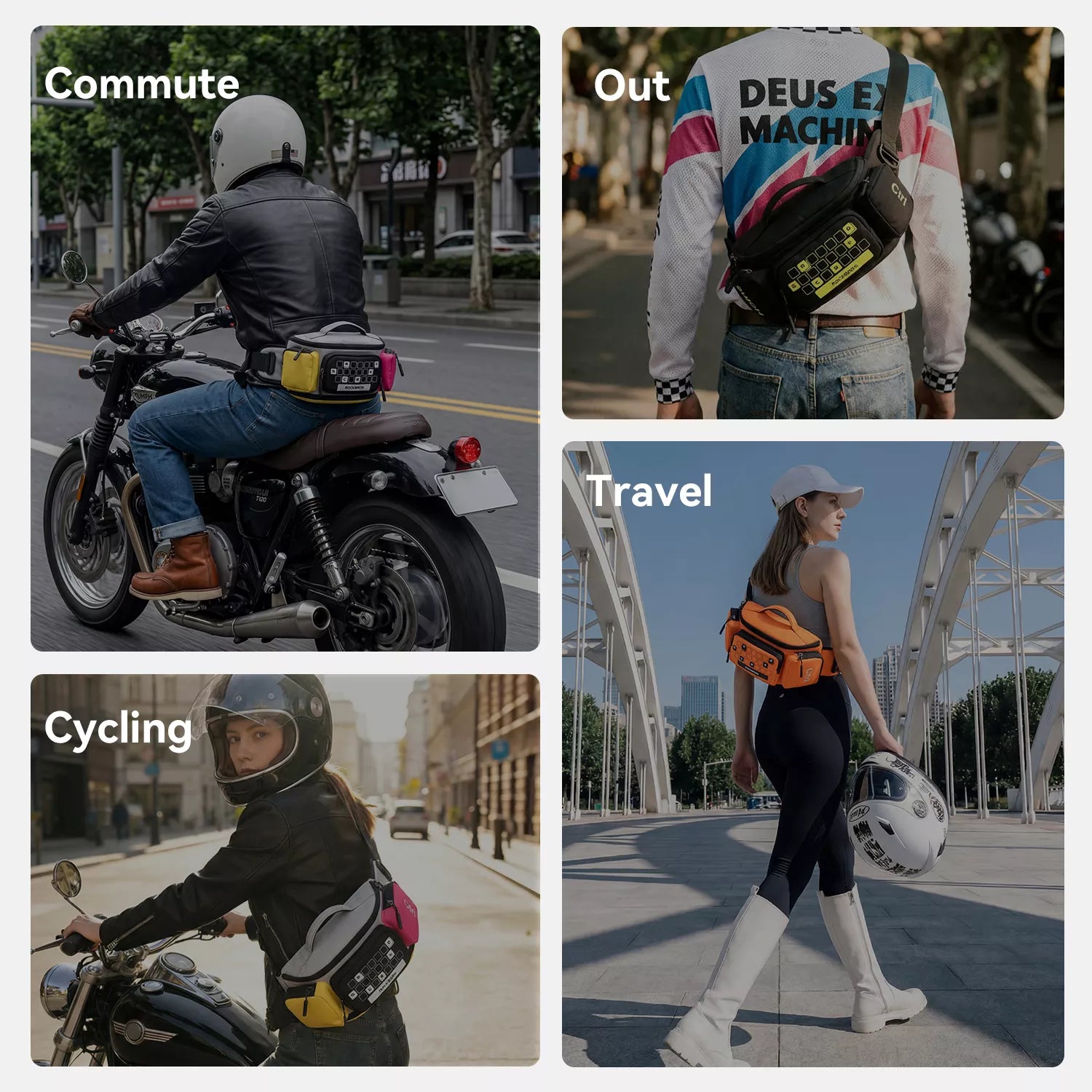 Expandable cycling and motorbike waist bag detail#Color_Neon Multicolour