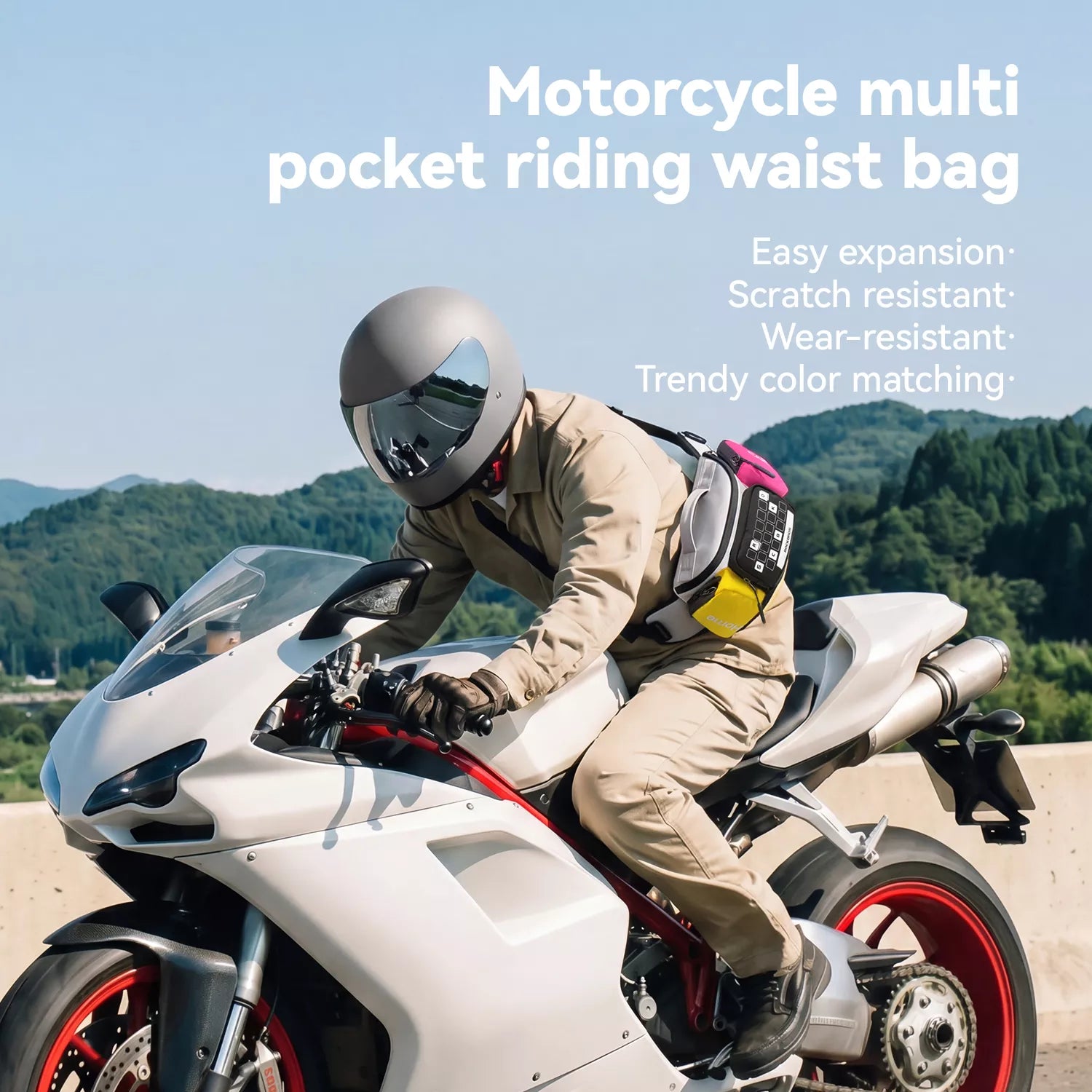 Expandable cycling and motorbike waist bag detail#Color_Neon Multicolour