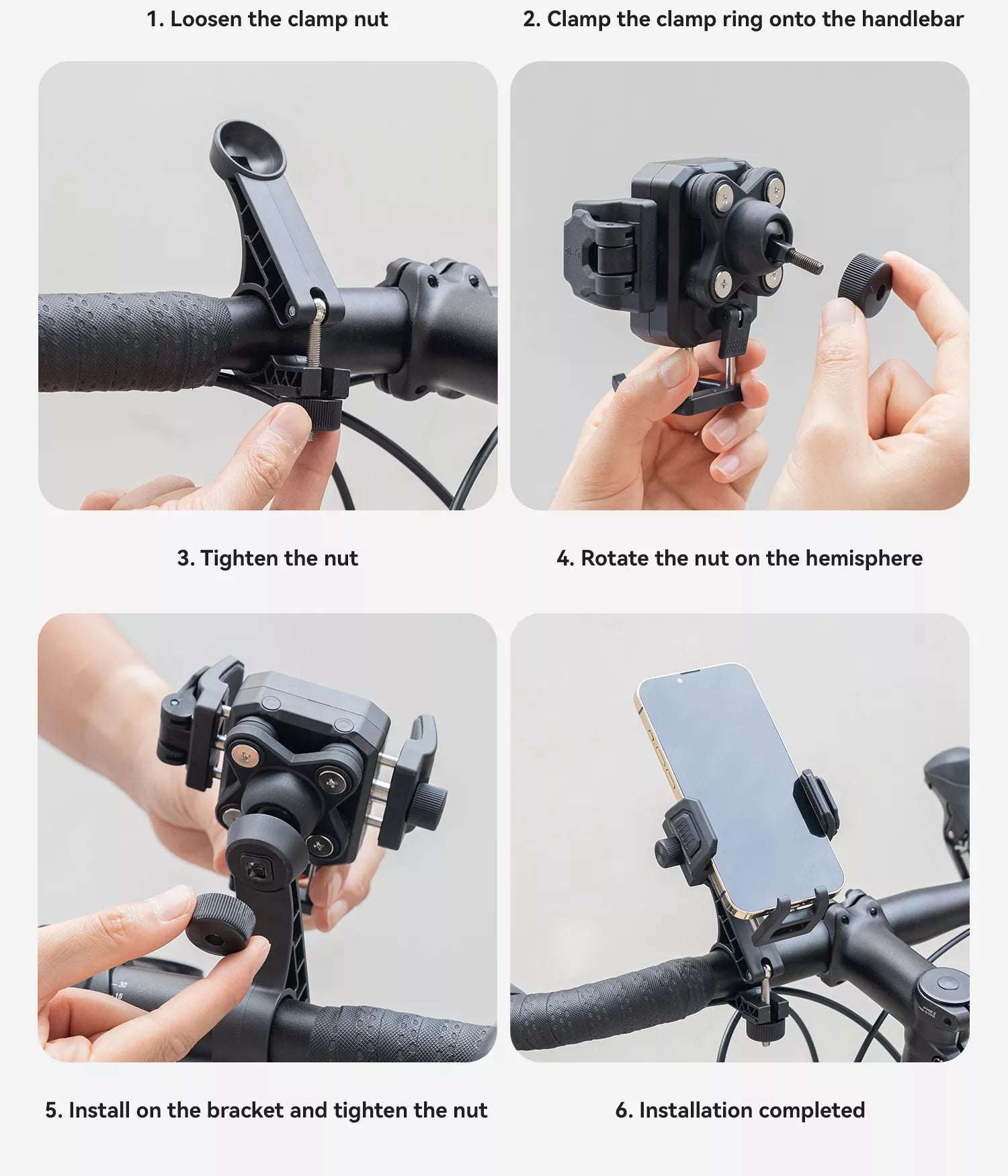 Shock-absorbing bike and motorbike phone mount detail – Handlebar Mount – Bicycle