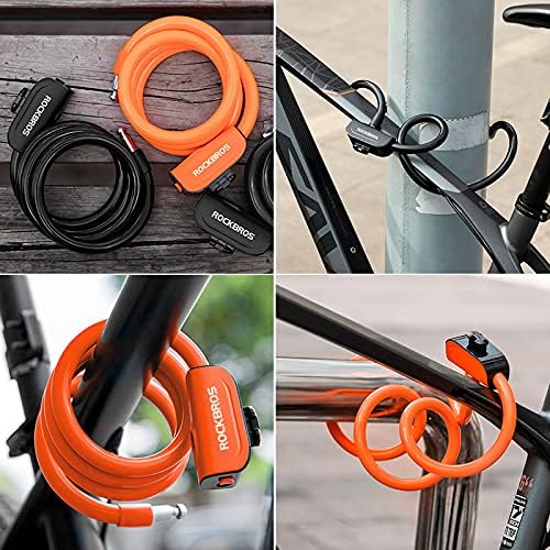 ROCKBROS 4ft Bike Cable Lock - Secure, Lightweight with Mounting Bracket#Color_Orange