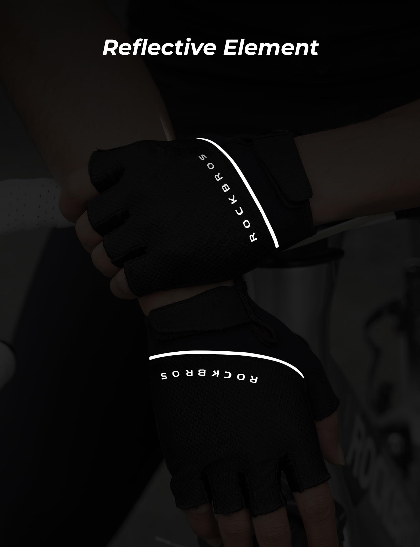 Gel padded half-finger cycling gloves detail view