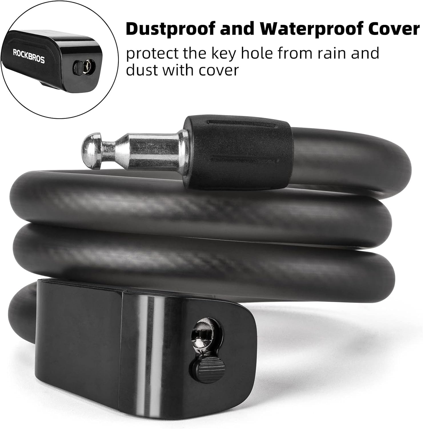 ROCKBROS 4ft Bike Cable Lock - Secure, Lightweight with Mounting Bracket#Color_Charcoal Black