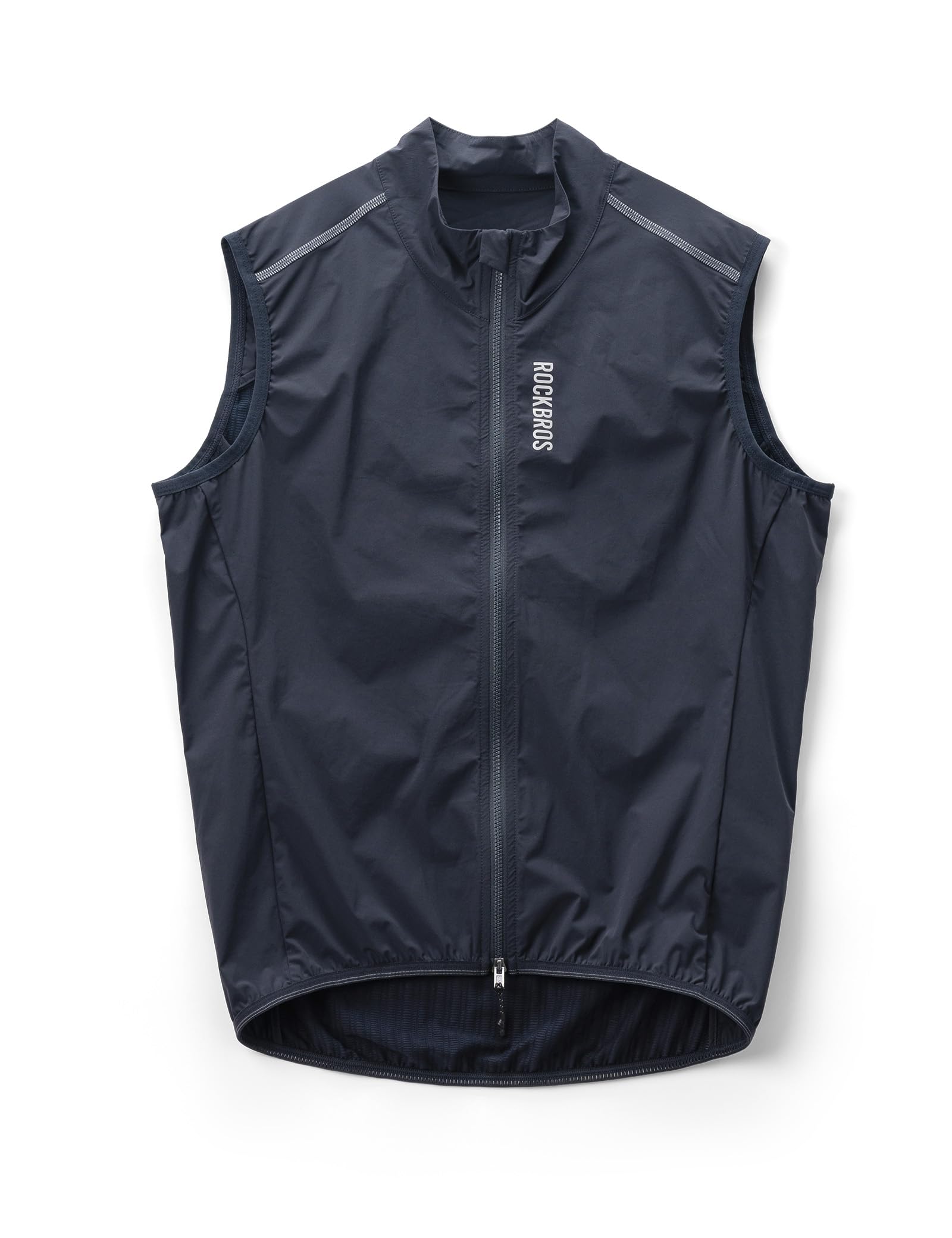 Windproof cycling gilet front view#Color_Navy Blue