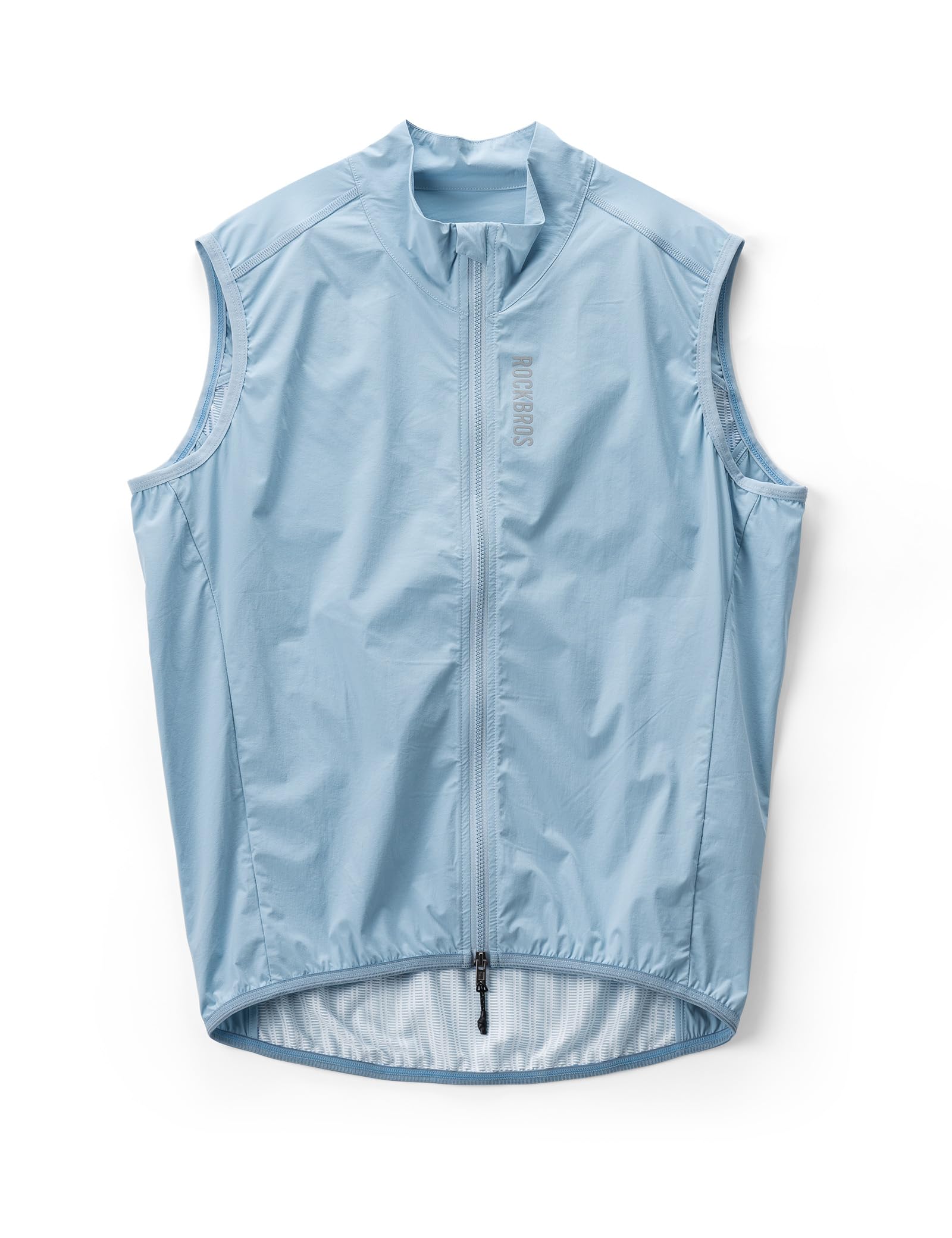 Windproof cycling gilet front view#Color_Light Blue