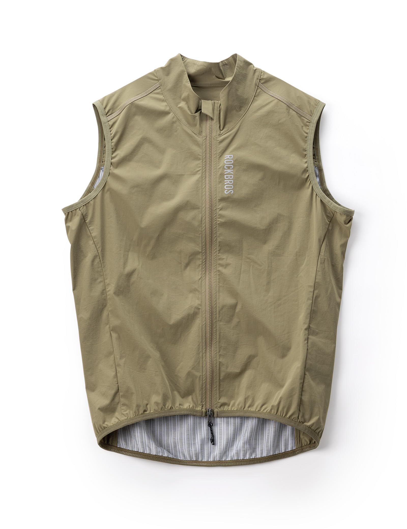 Windproof cycling gilet front view#Color_Khaki