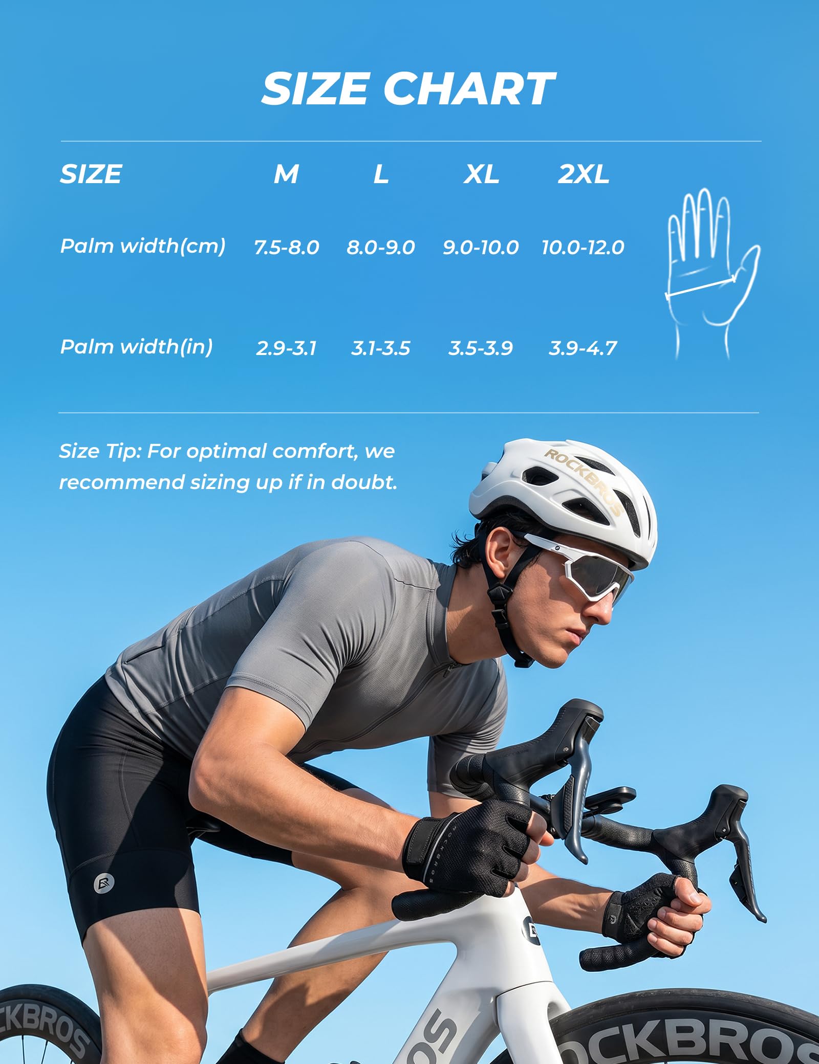Gel padded half-finger cycling gloves detail view
