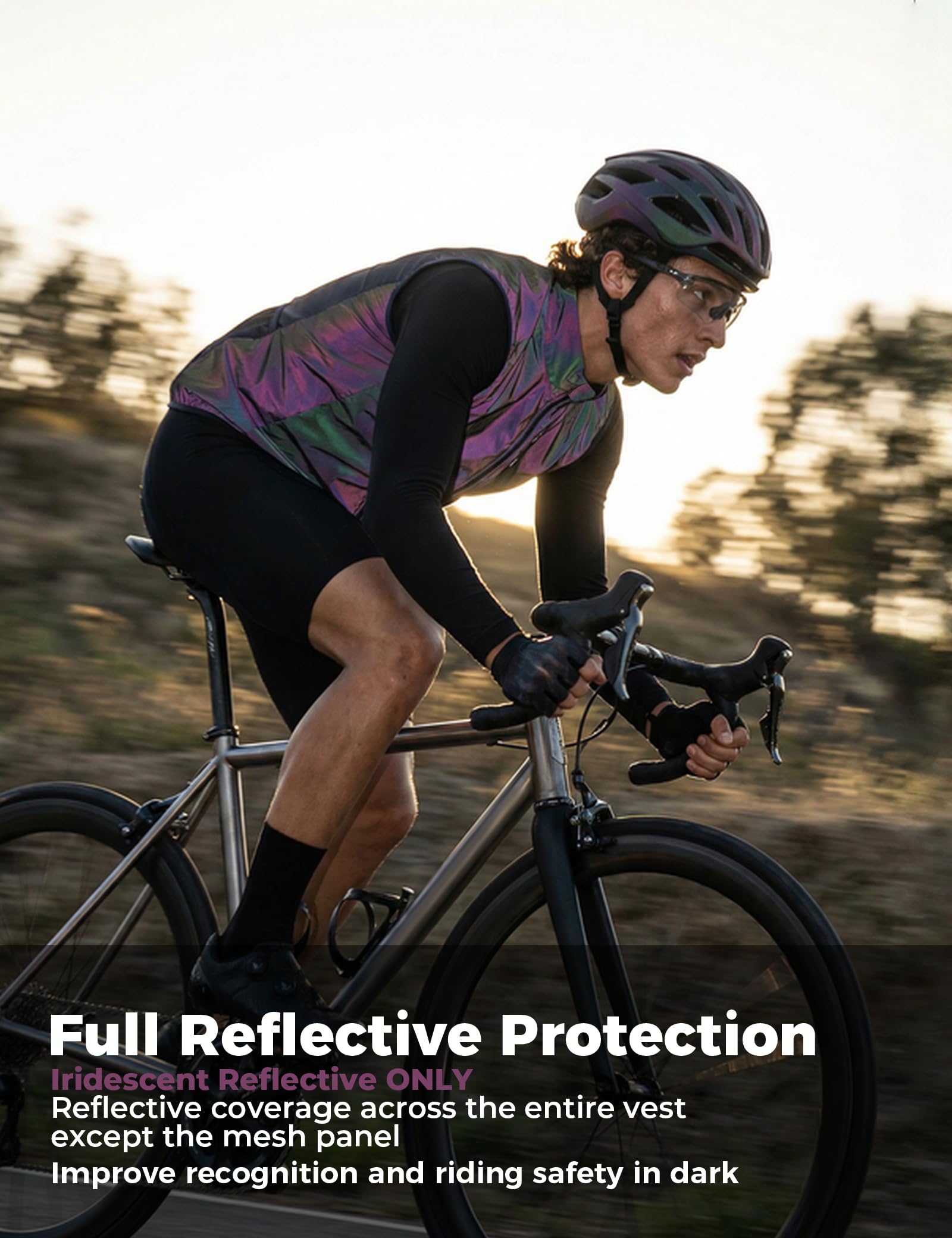 Windproof cycling gilet detail view