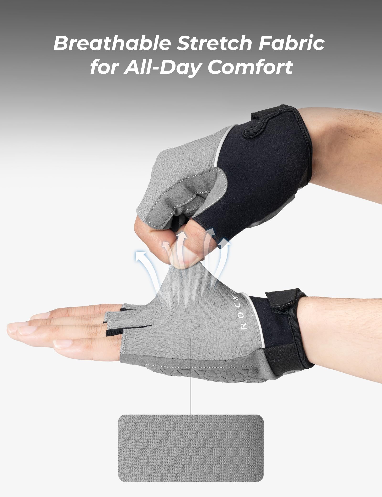 Gel padded half-finger cycling gloves detail view