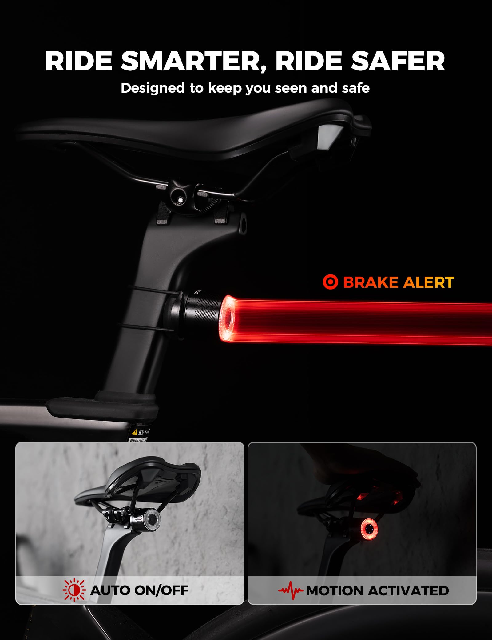Smart rear bike light detail view