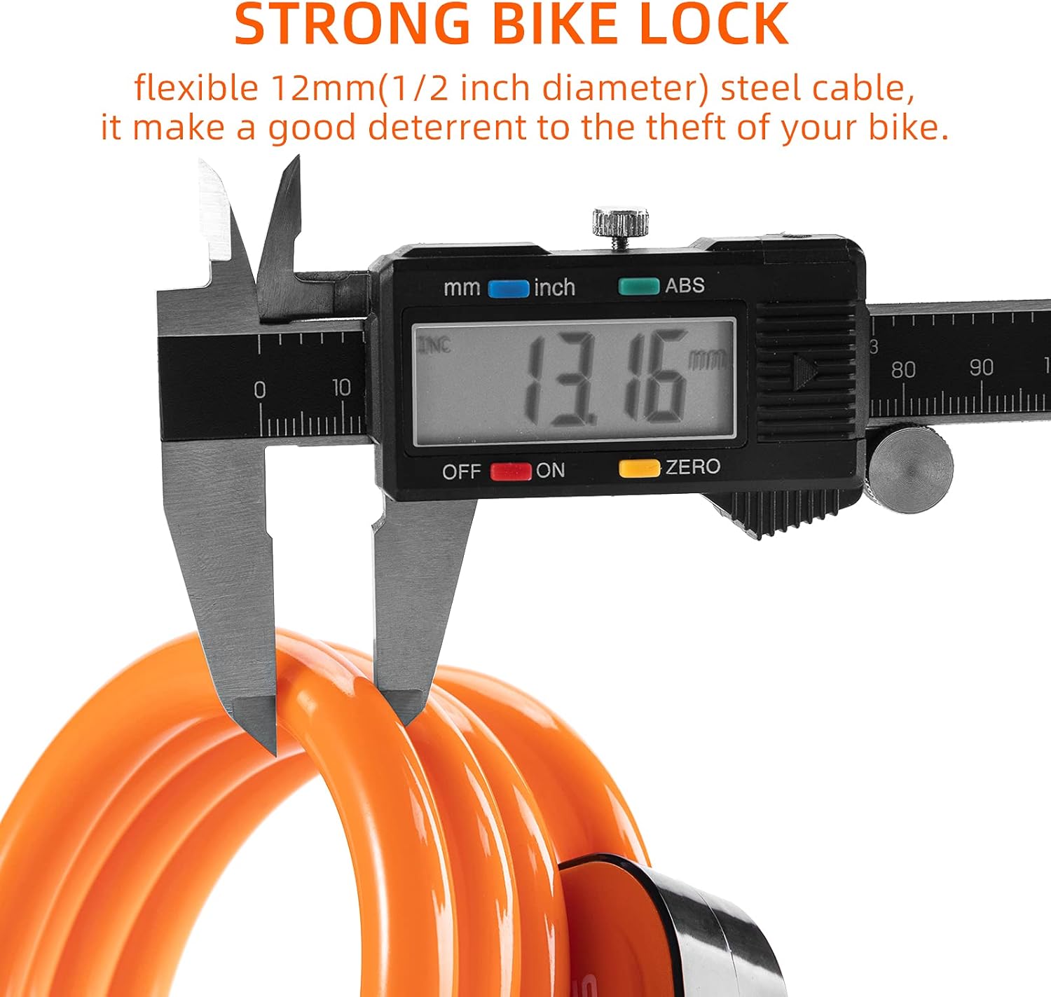 ROCKBROS 4ft Bike Cable Lock - Secure, Lightweight with Mounting Bracket#Color_Orange