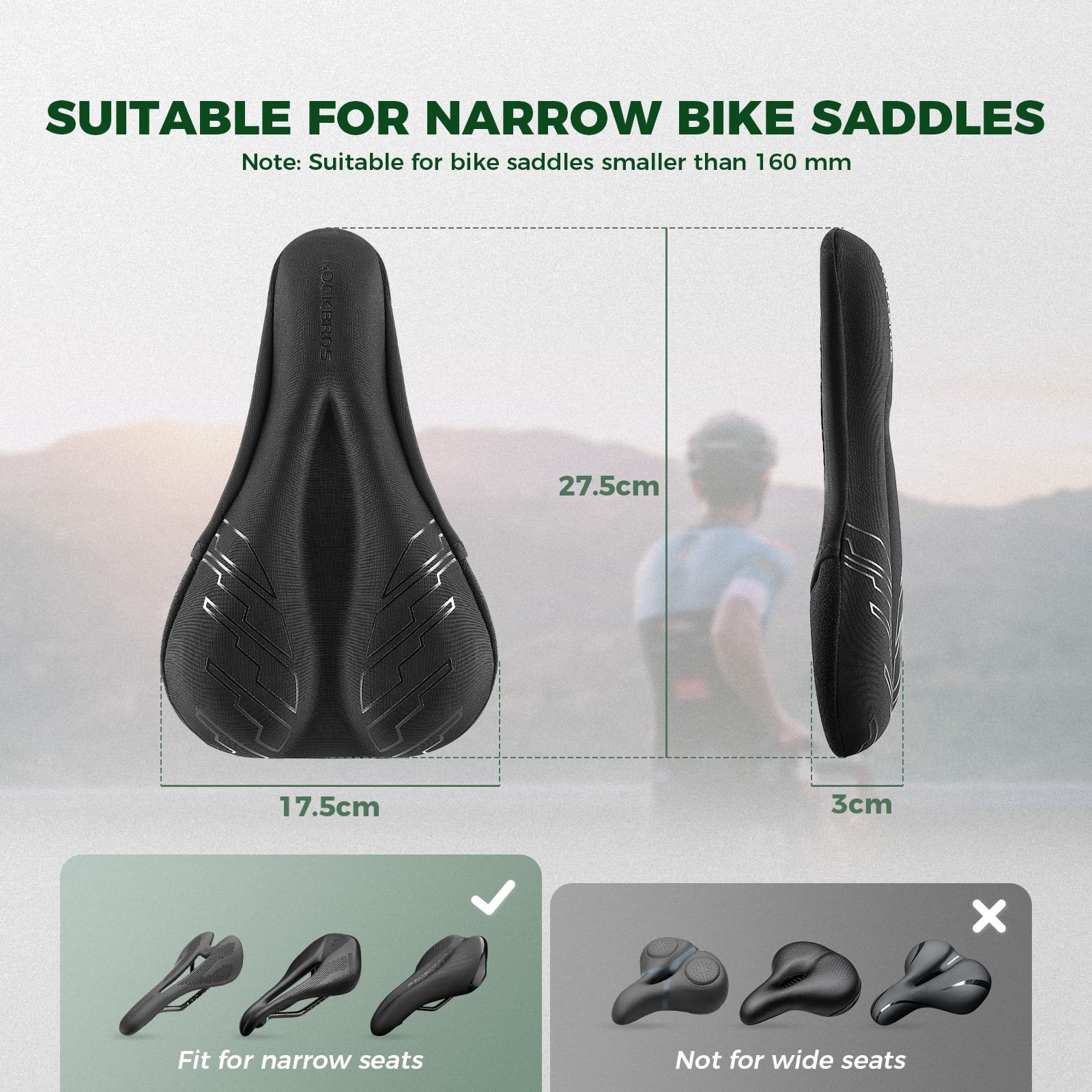 Memory foam bike saddle cover detail view
