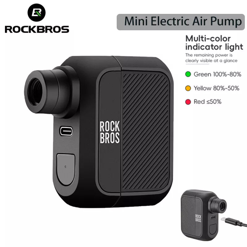 ROCKBROS Portable Mini Electric Air Pump Compact 100PSI for Bicycle Ball