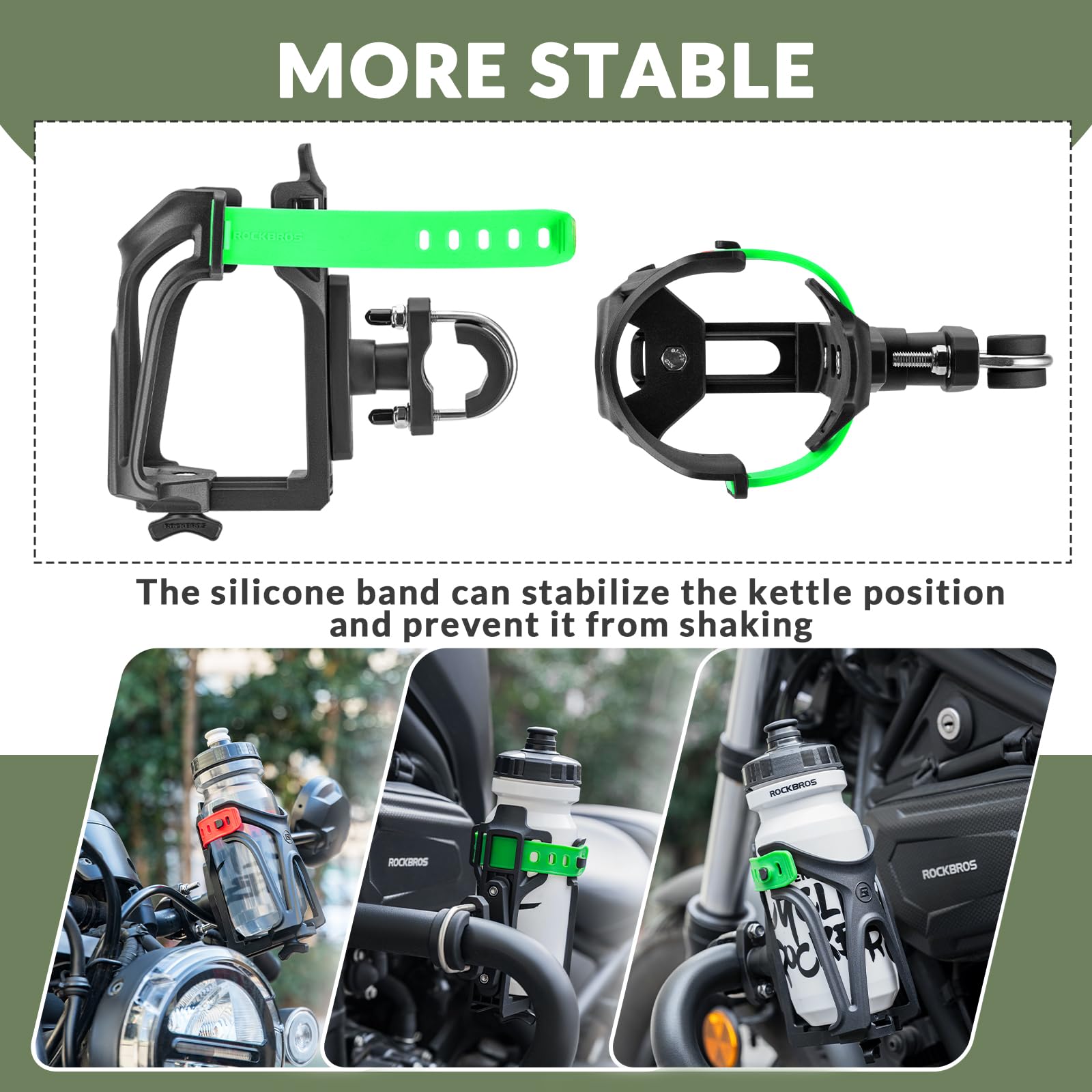 ROCKBROS 360° Rotation Bicycle Water Bottle Cage Lightweight & Strong #Color_Black Green