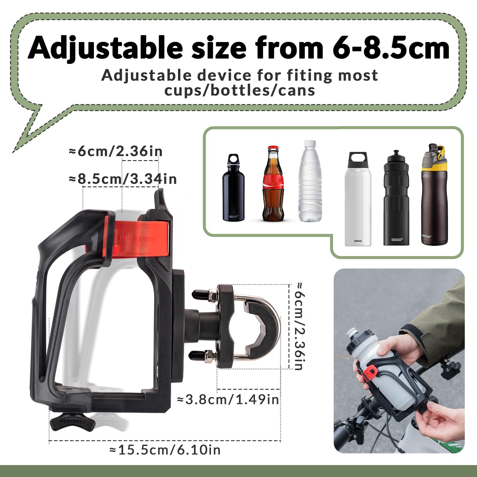 ROCKBROS 360° Rotation Bicycle Water Bottle Cage Lightweight & Strong #Color_Black Red