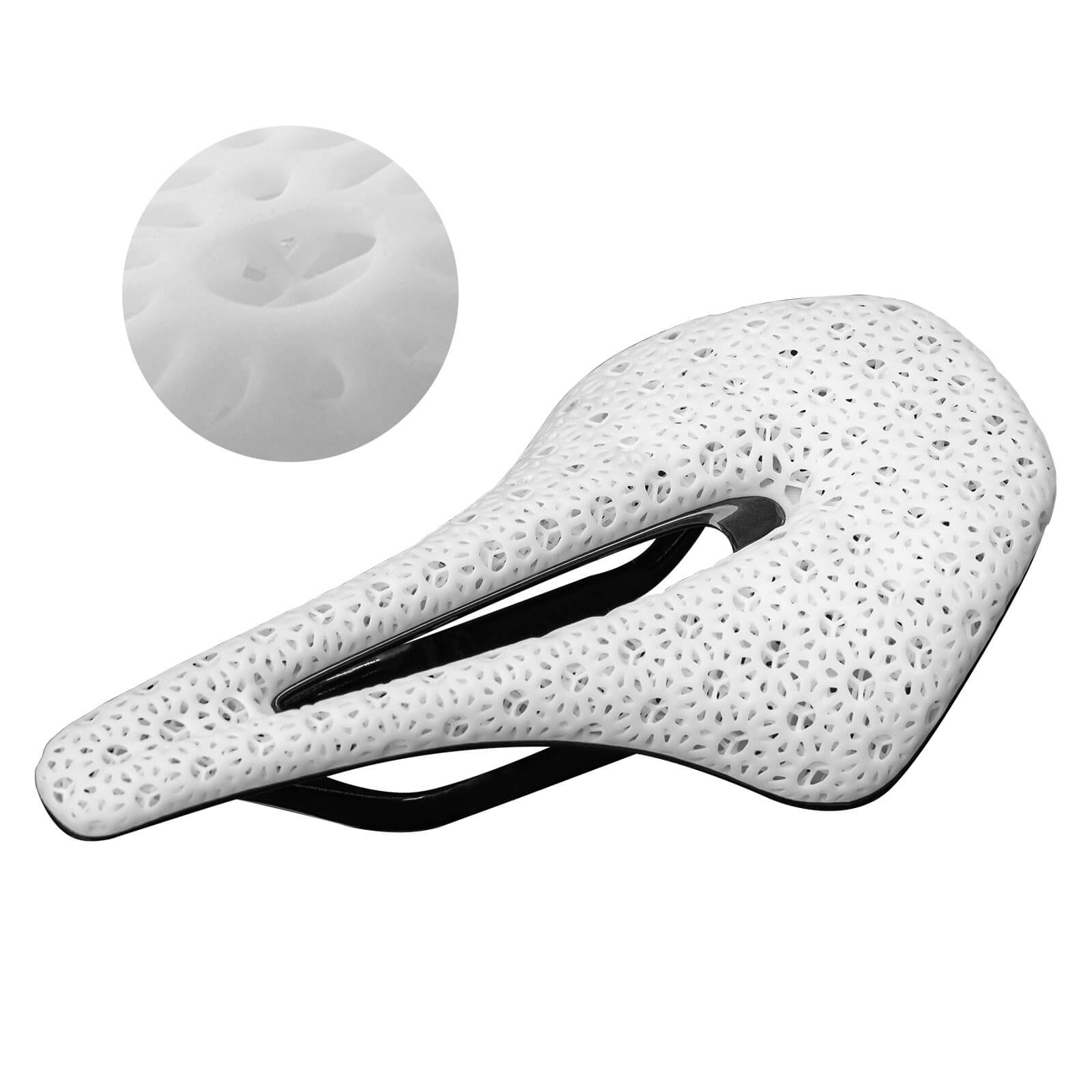 ROCKBROS 3D print carbon bicycle saddle, shock-absorbing, ultralight, breathable #Color_White