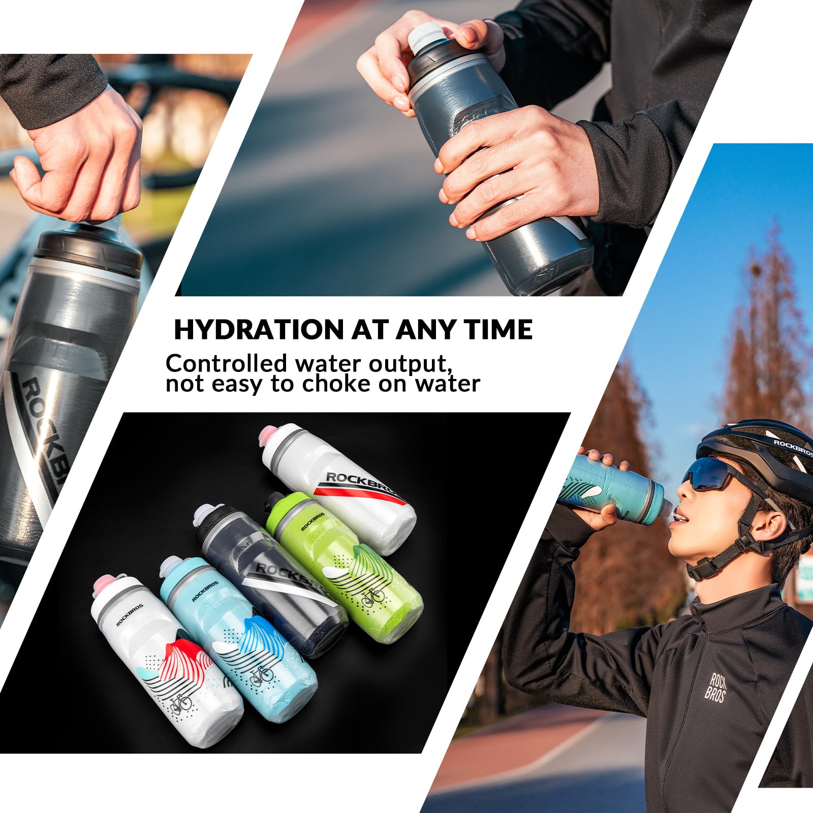 ROCKBROS 620ml Leakproof Insulated Sports Water Bottle for Bikes Outdoor