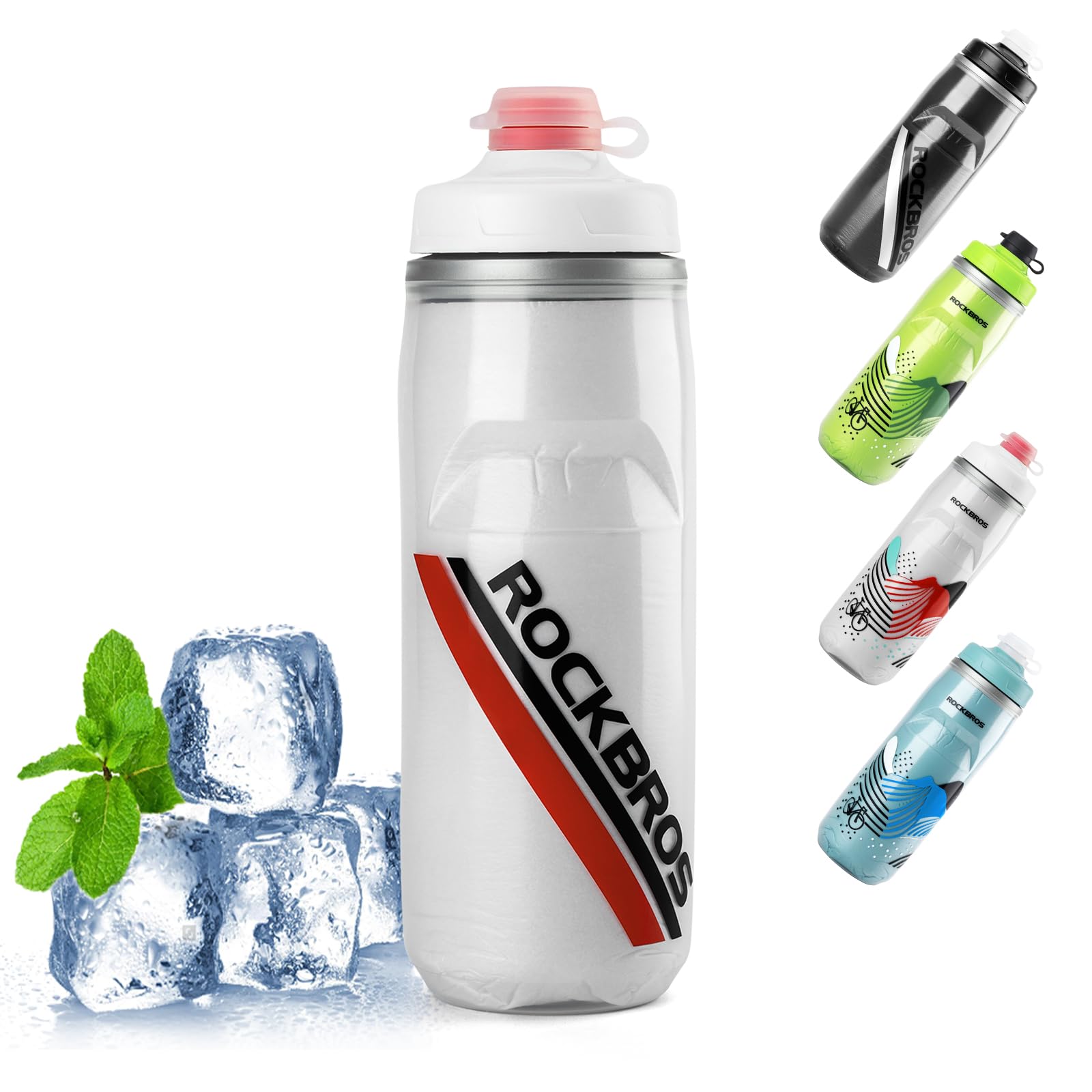 ROCKBROS 620ml Leakproof Insulated Sports Water Bottle for Bikes Outdoor #Color_Foggy White