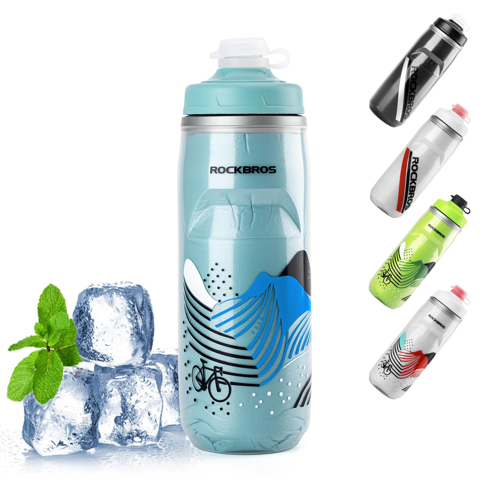 ROCKBROS 620ml Leakproof Insulated Sports Water Bottle for Bikes Outdoor #Color_Lake Teal