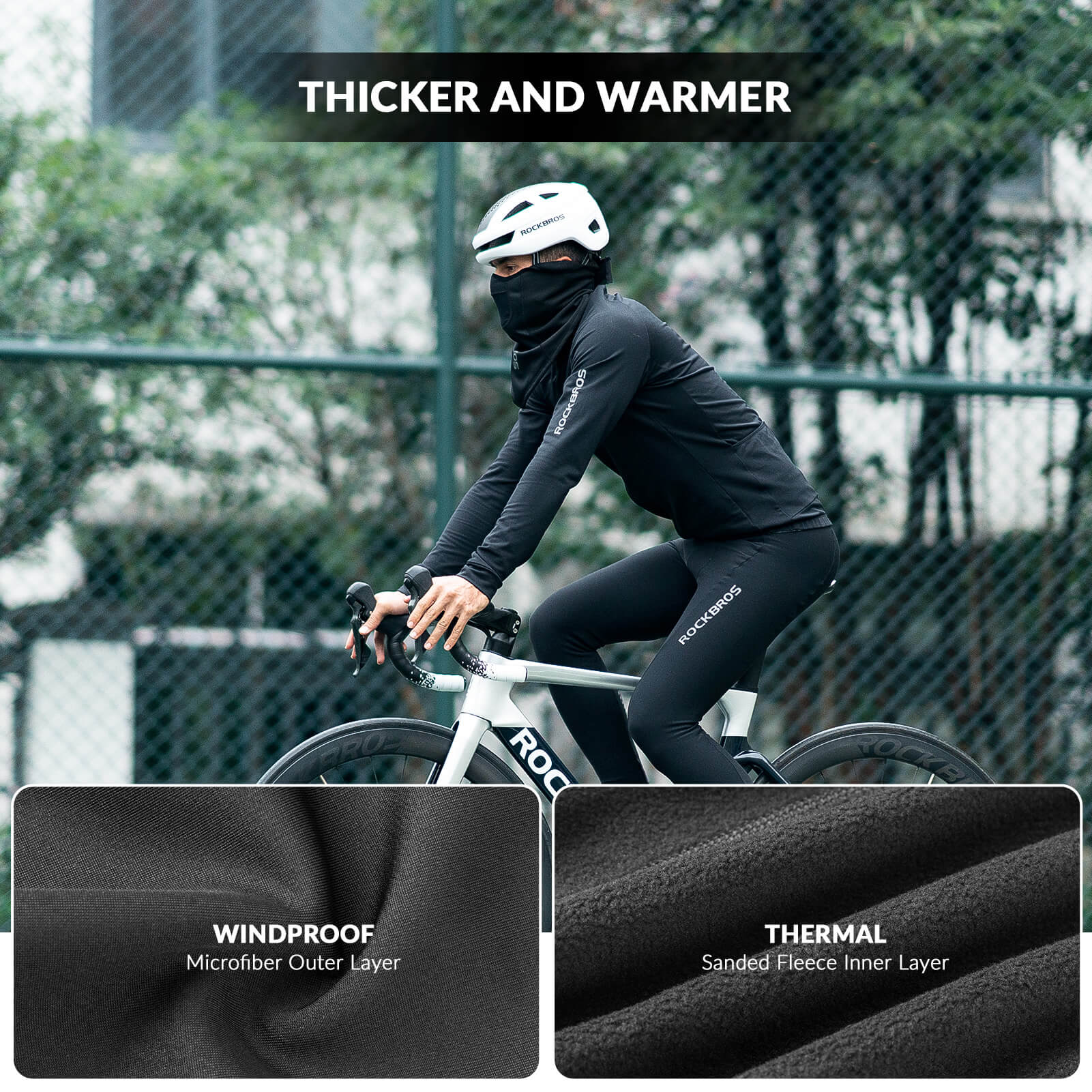 ROCKBROS breathable balaclava half-face mask, ideal for outdoor sports and cycling #Color_Black