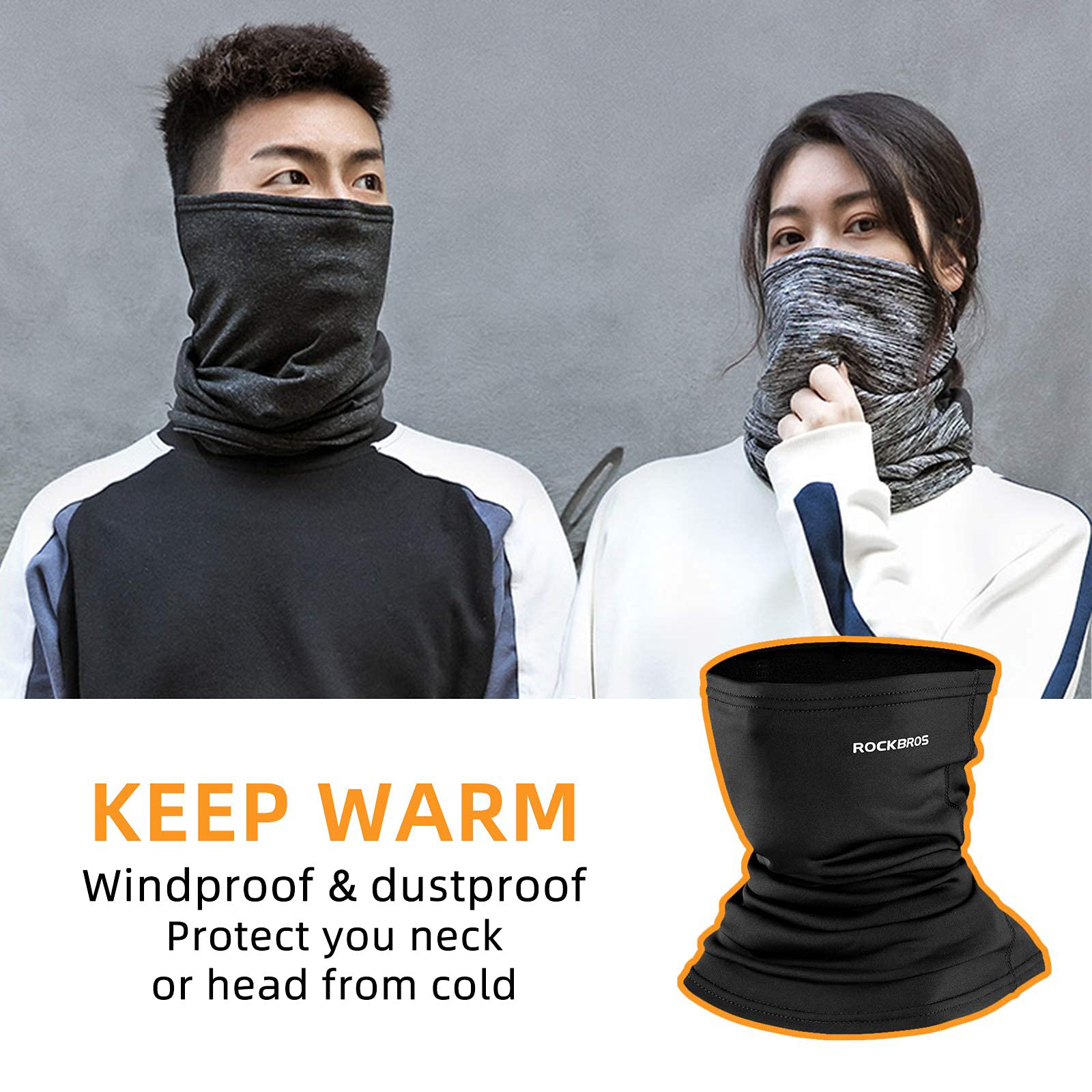 ROCKBROS Balaclava Face Masks Neck Warmer Multifunctional Windproof #Color_Black