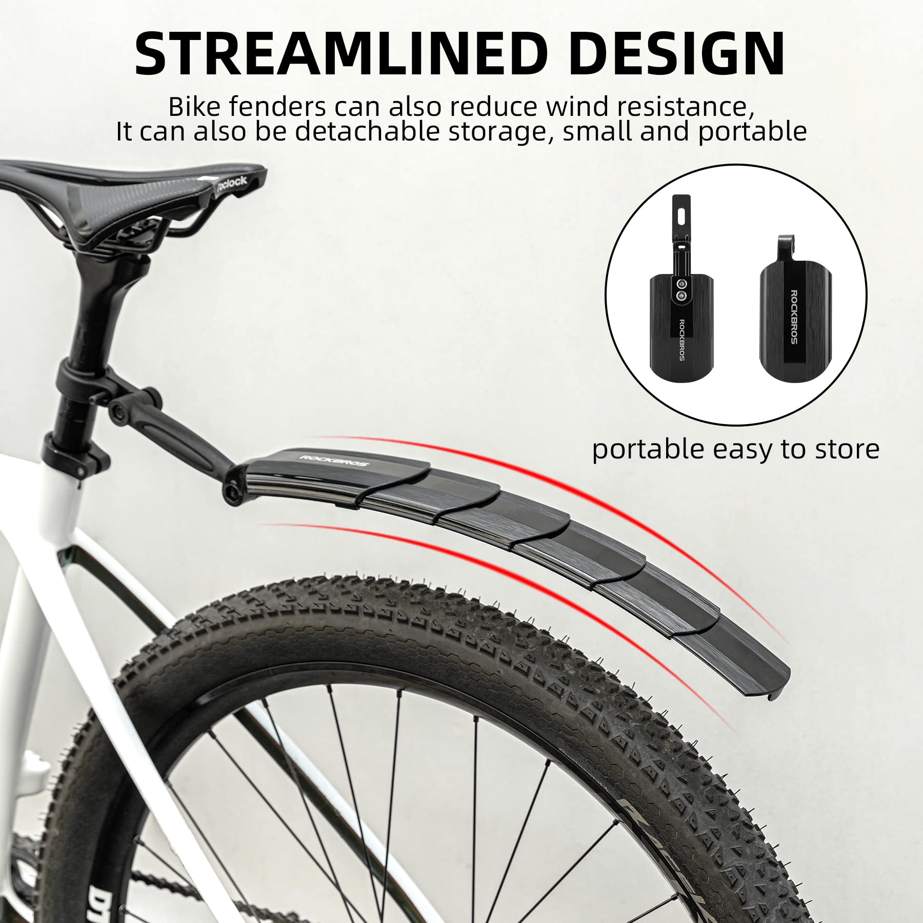 ROCKBROS Bicycle Fenders Adjustable and Retractable Bicycle Mudguard Set