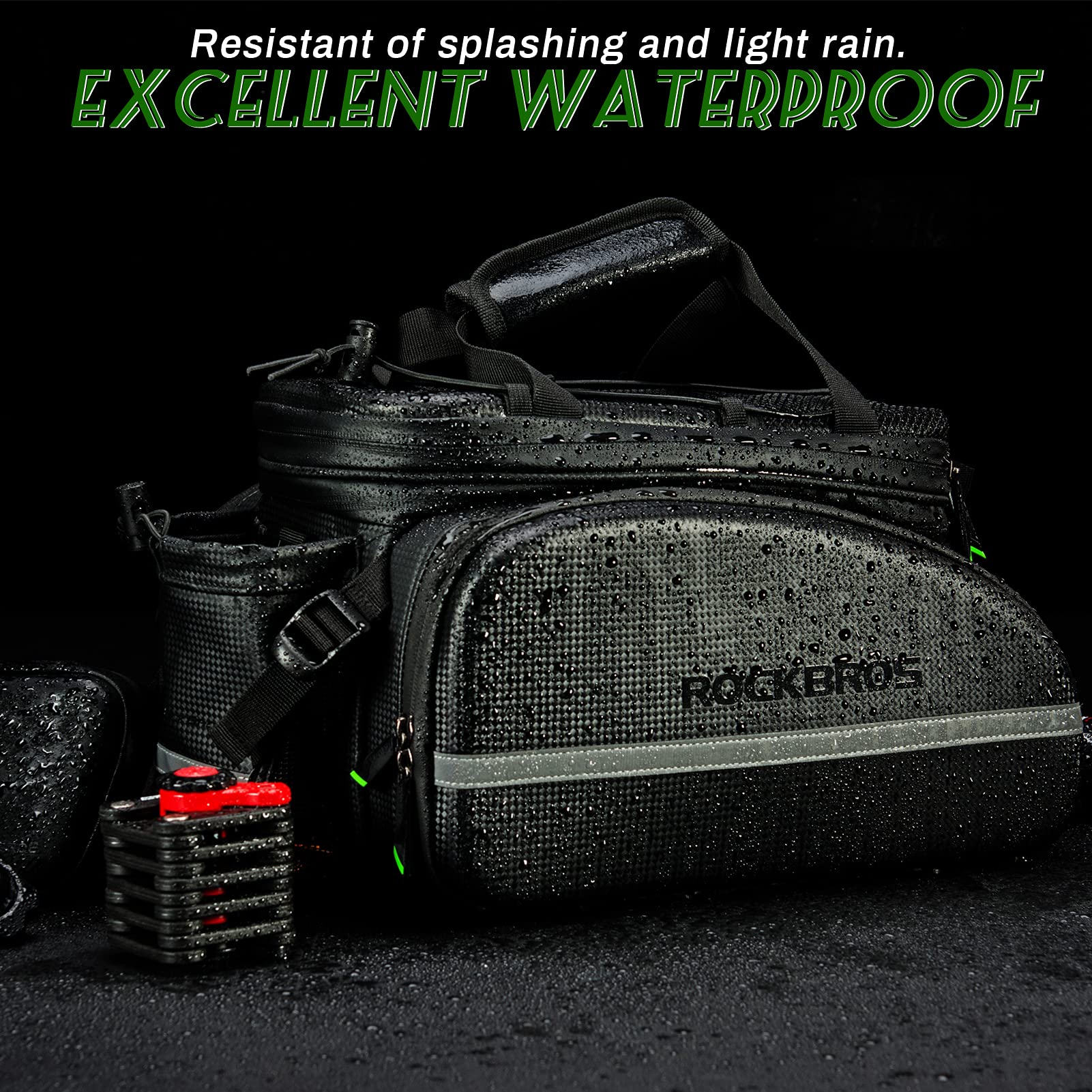 ROCKBROS Bicycle Pannier Bag Waterproof Carbon Texture Rear Rack Bag