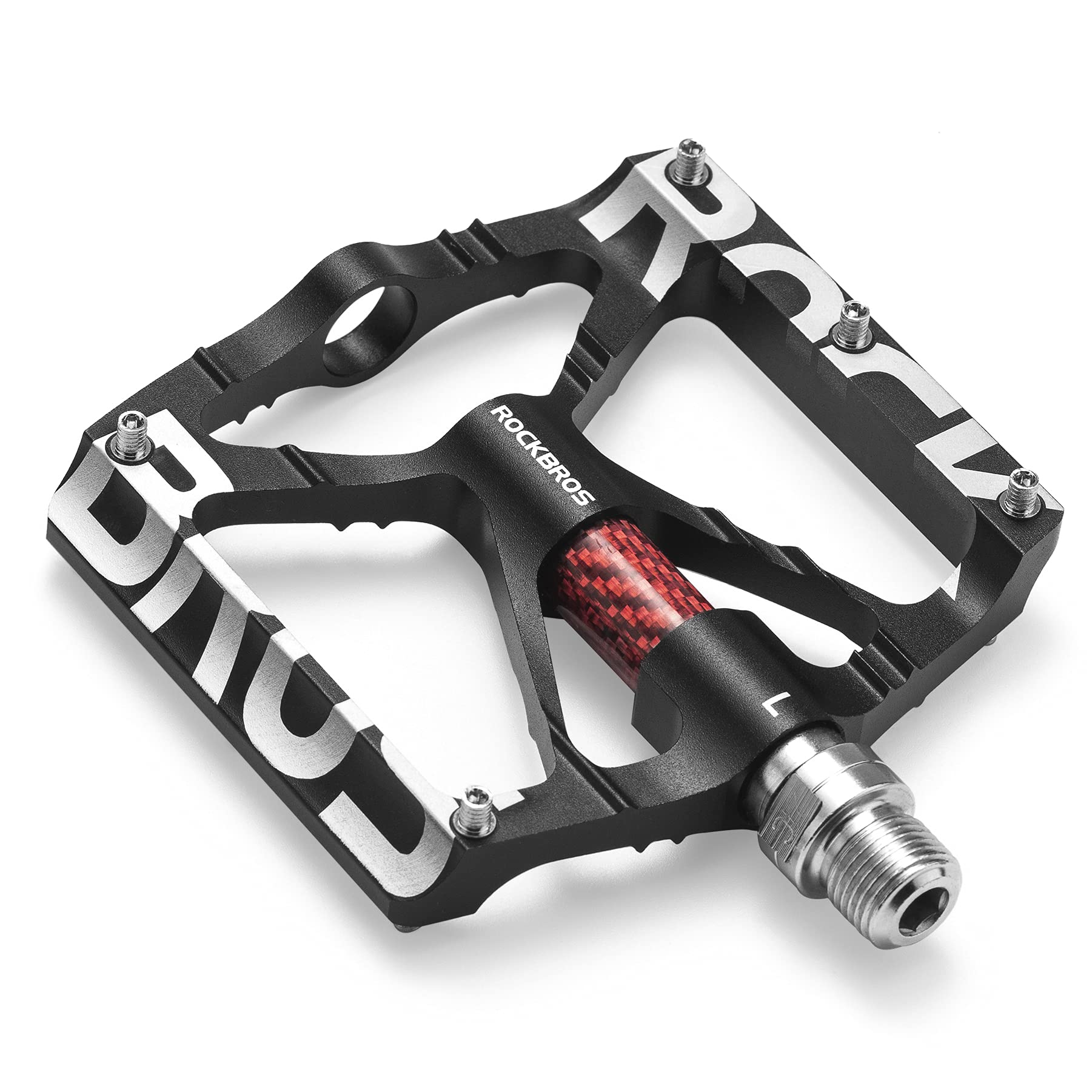 ROCKBROS Bicycle Pedals 9/16 Mountain Bike Pedals Aluminium (Pair) #Color_Black