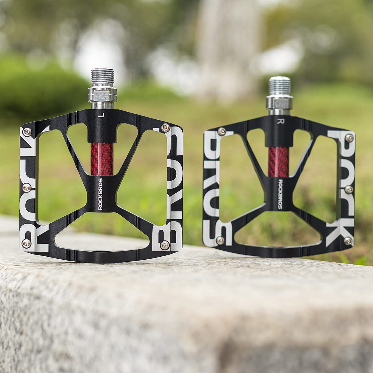 ROCKBROS Bicycle Pedals 9/16 Mountain Bike Pedals Aluminium (Pair) #Color_Black