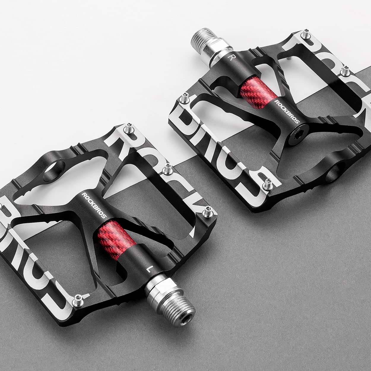 ROCKBROS Bicycle Pedals 9/16 Mountain Bike Pedals Aluminium (Pair) #Color_Black