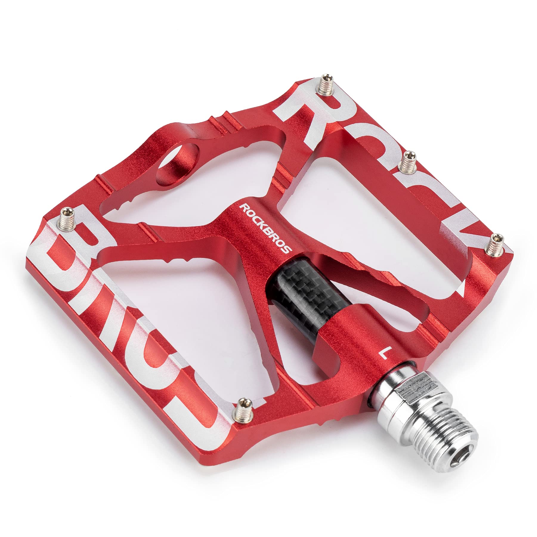 ROCKBROS Bicycle Pedals 9/16 Mountain Bike Pedals Aluminium (Pair) #Color_Red