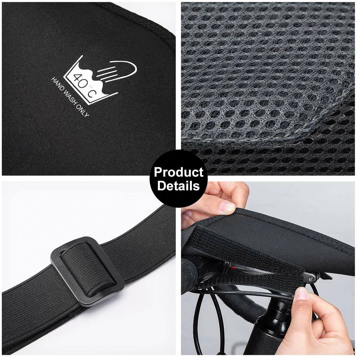 rockbros dual-layer sweat guard stretched between handlebar and seat-post on indoor #Style_Classic