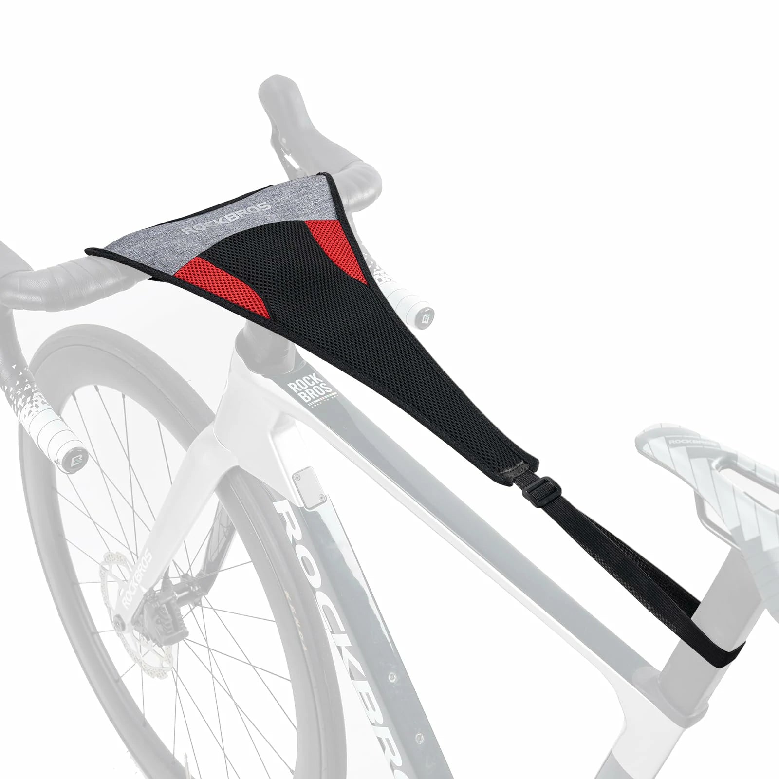 rockbros dual-layer sweat guard stretched between handlebar and seat-post on indoor road bike #Style_Type B