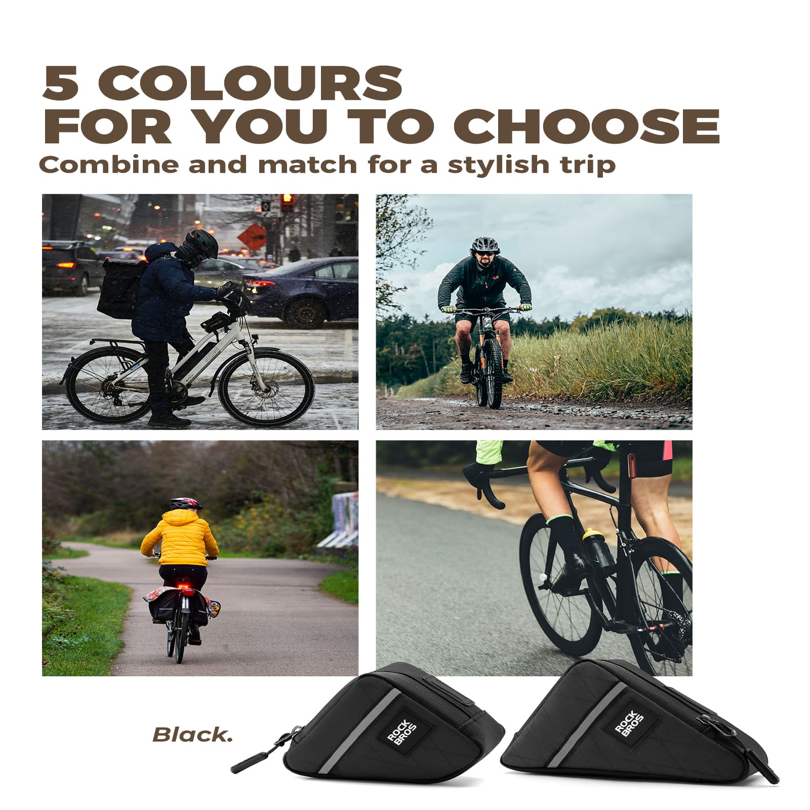 ROCKBROS Triangle Frame Bag – Compact Storage for Folding Bikes! #Color_Black