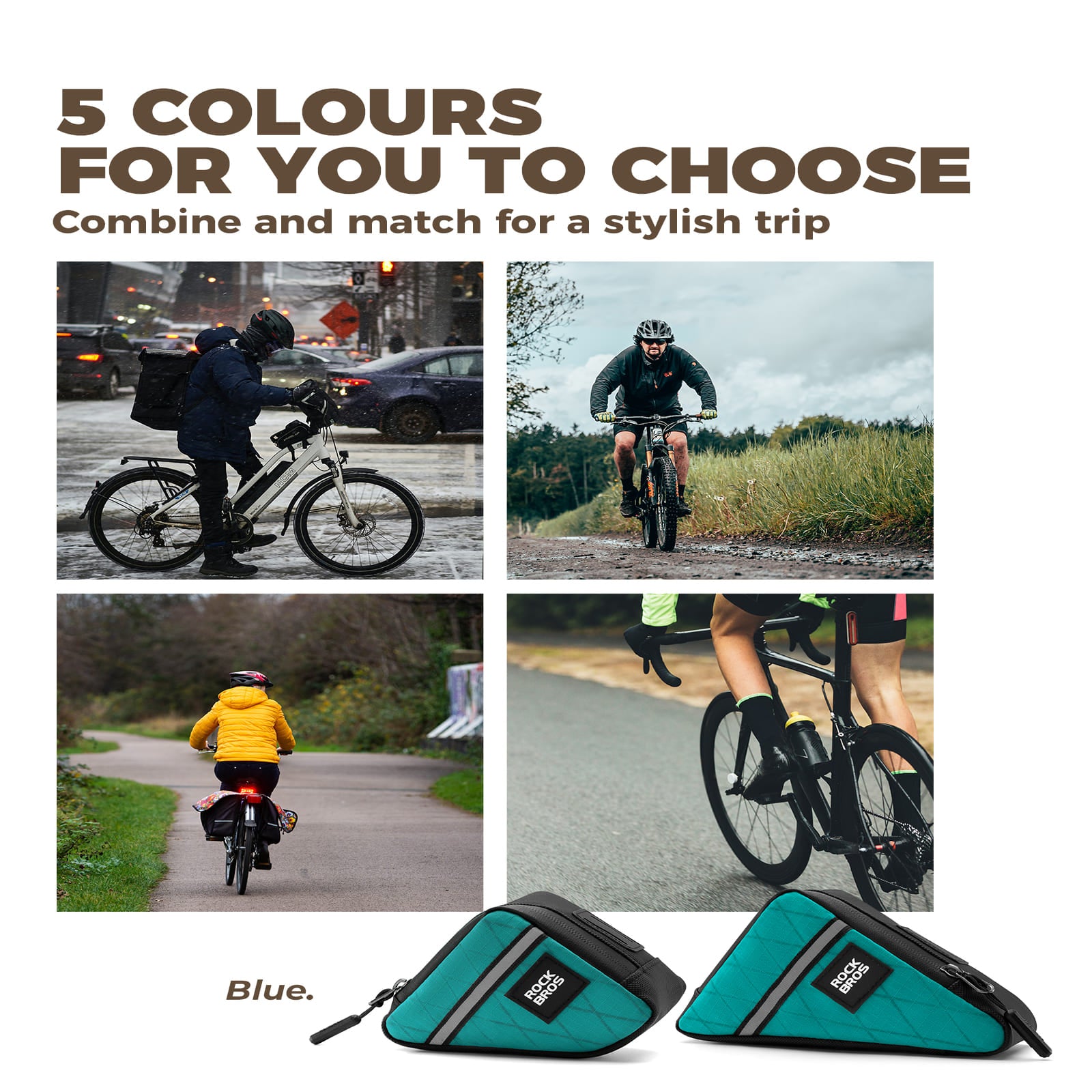 ROCKBROS Triangle Frame Bag – Compact Storage for Folding Bikes! #Color_Blue