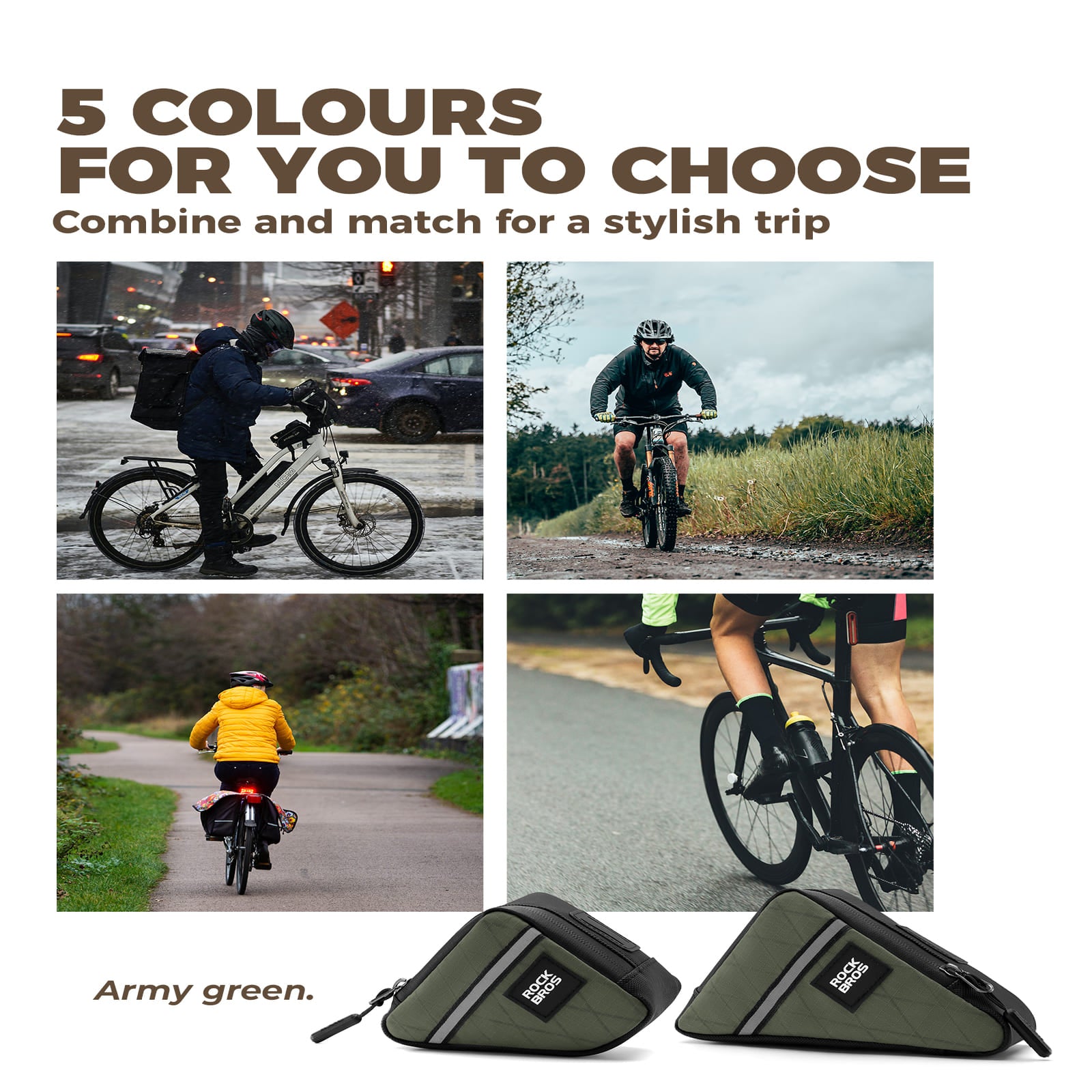 ROCKBROS Triangle Frame Bag – Compact Storage for Folding Bikes! #Color_Army Green