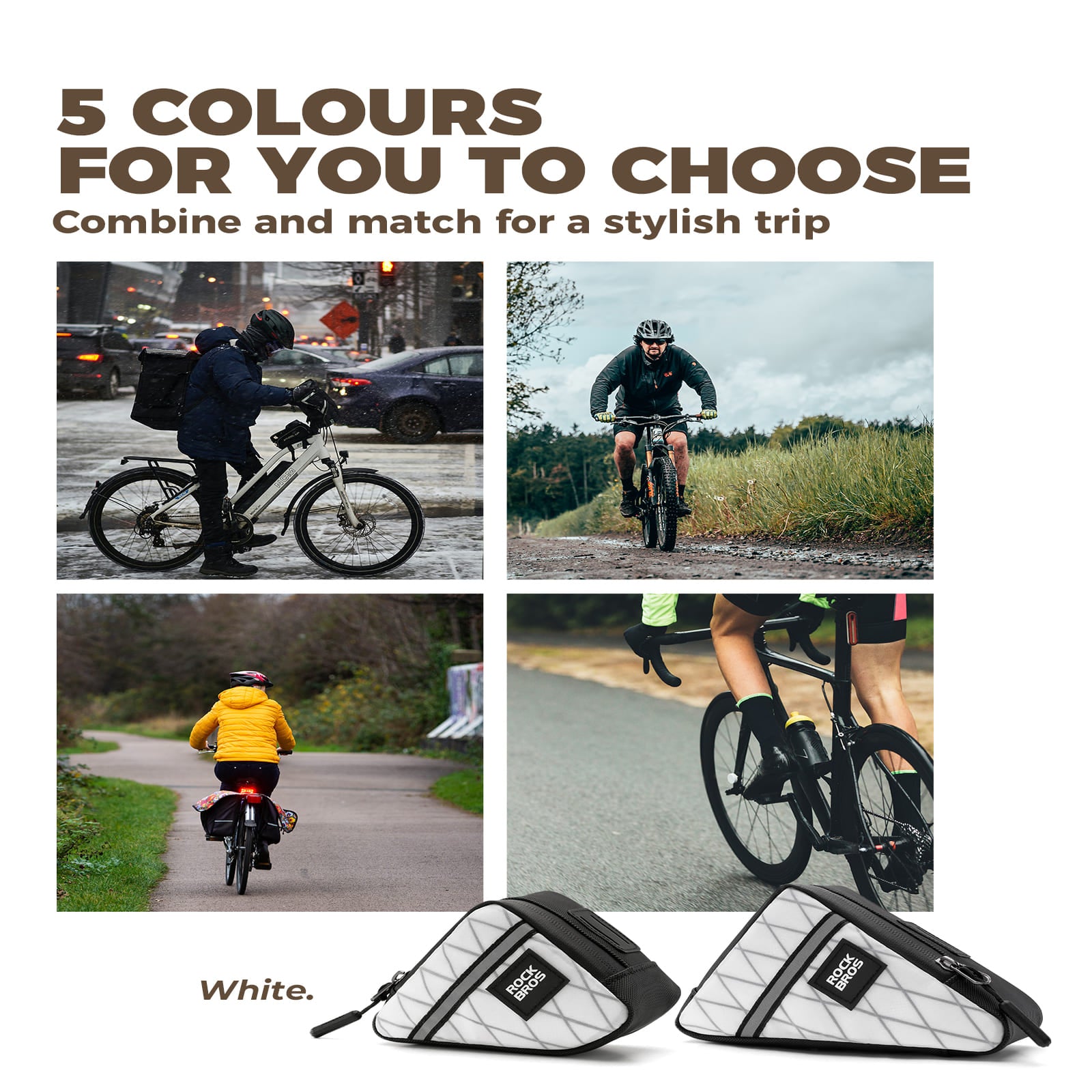 ROCKBROS Triangle Frame Bag – Compact Storage for Folding Bikes! #Color_White