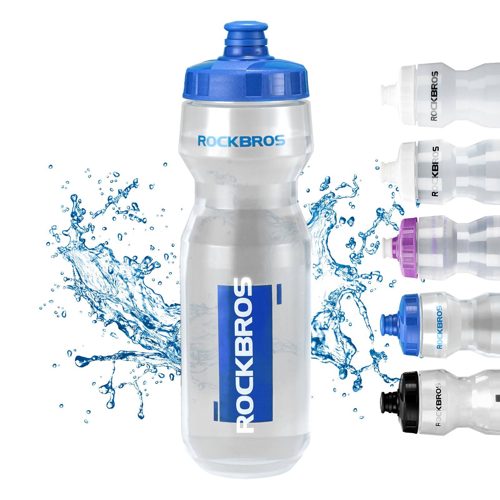 ROCKBROS Bicycle Water Bottle 750 ml Sports Drinks Bottle BPA-Free #Color_Blue + Transparent