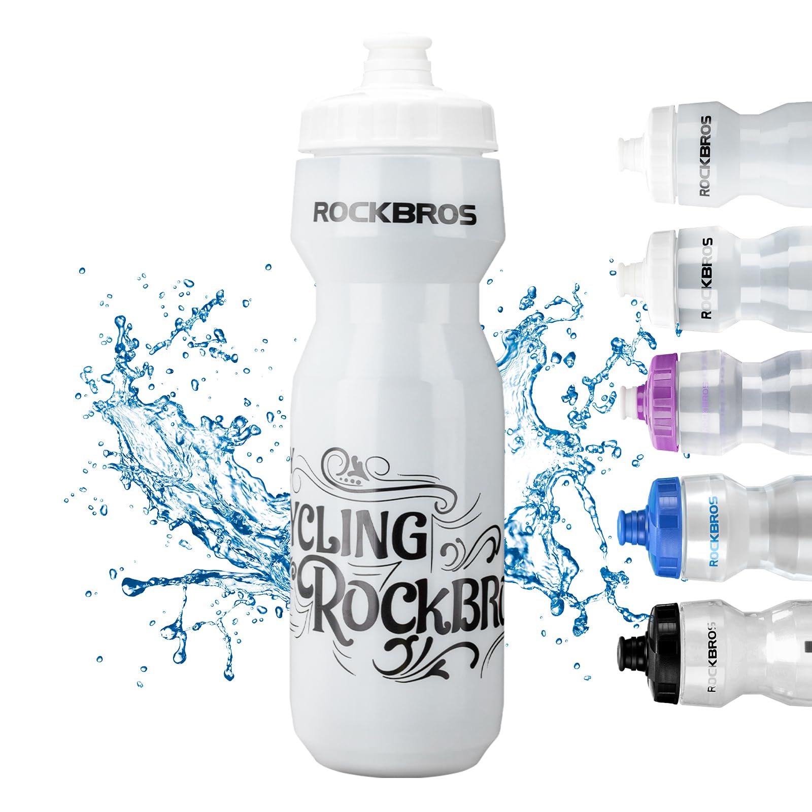 ROCKBROS Bicycle Water Bottle 750 ml Sports Drinks Bottle BPA-Free #Color_White + Translucent