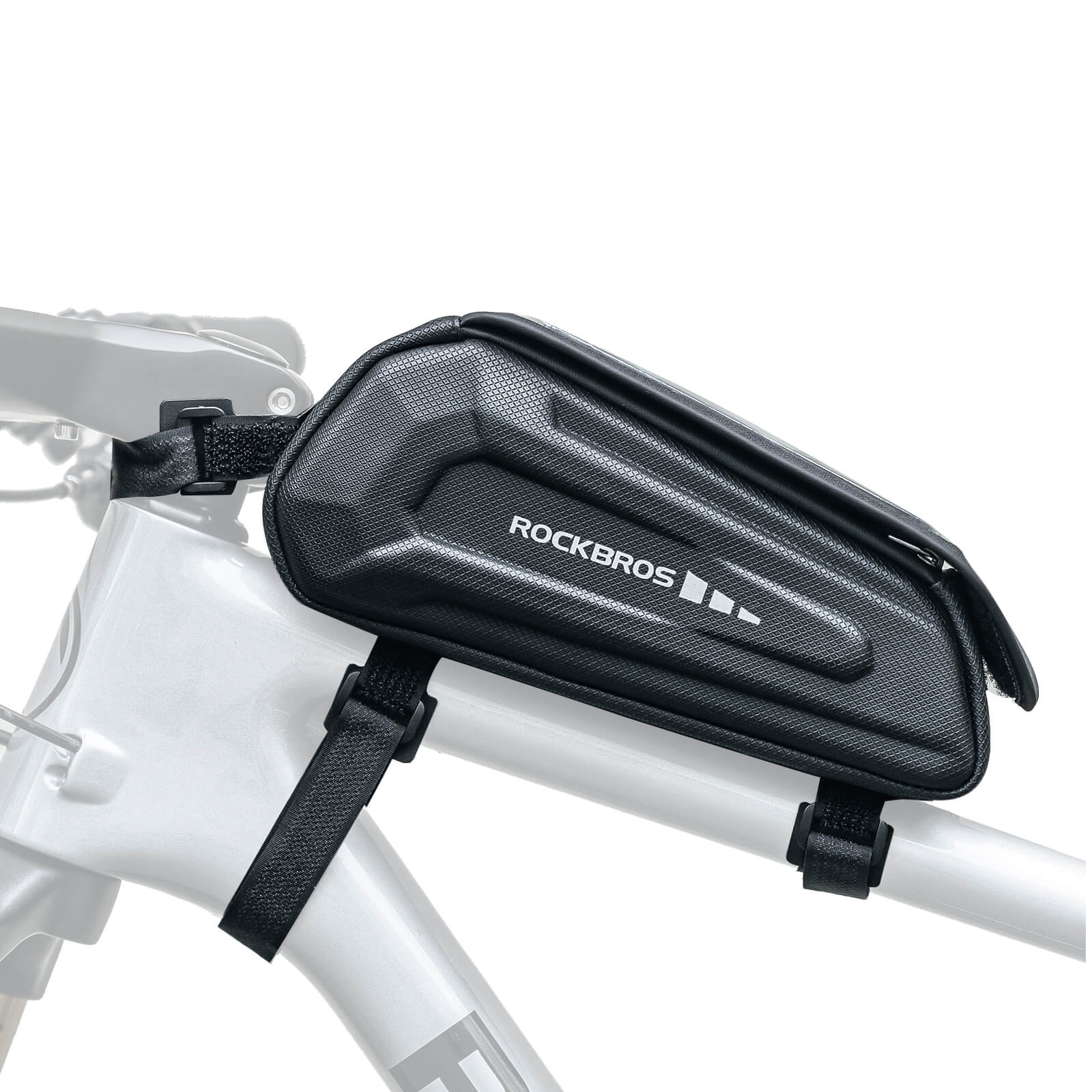 ROCKBROS Bike Frame Bag 1.7L – Smart Storage + Phone Access On The Go!​ #Color_Black