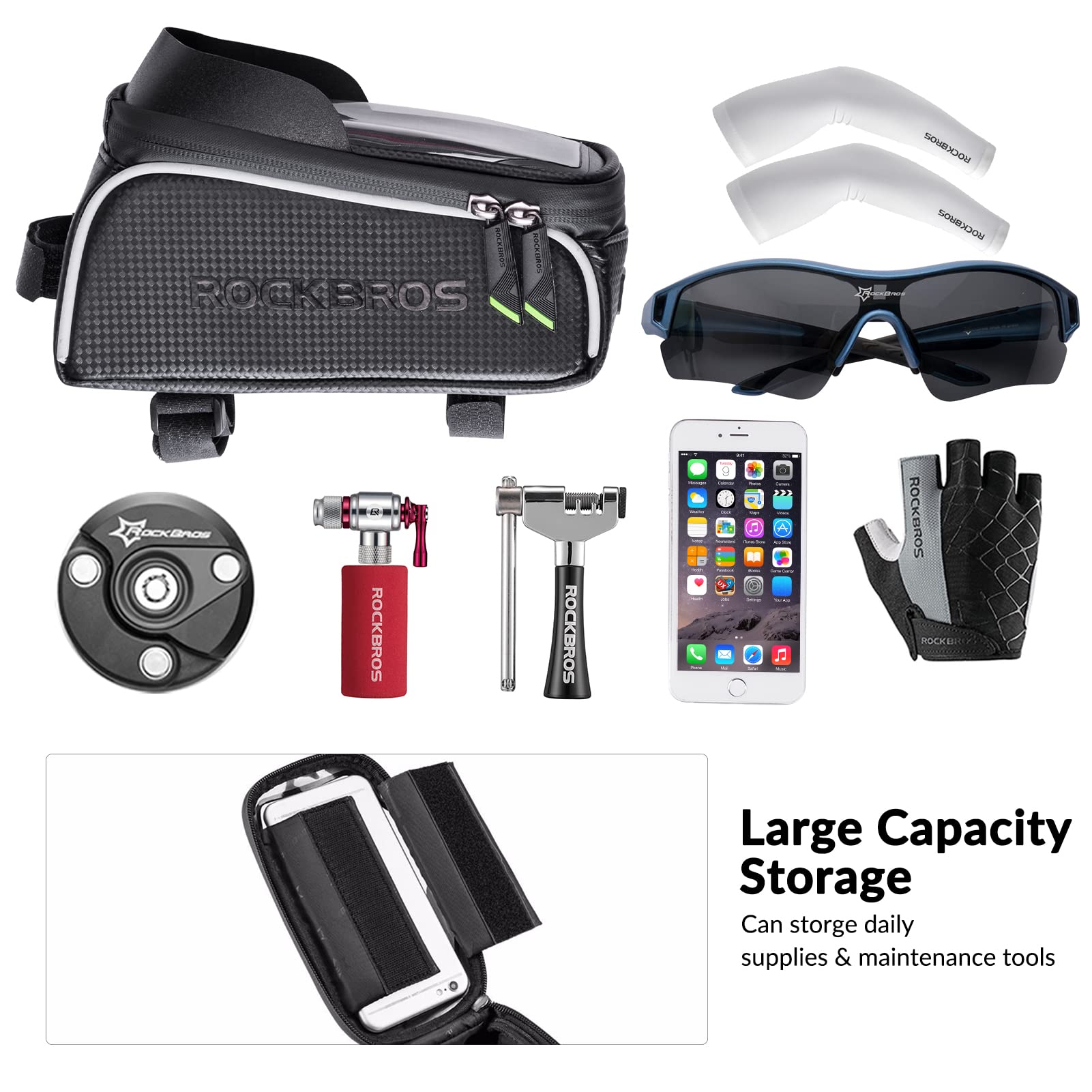 ROCKBROS Bike Frame Bag Waterproof Top Tube Bag Phone Touch Screen