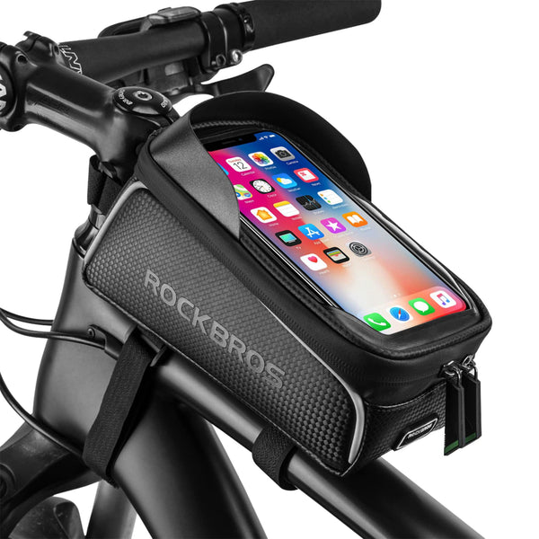 Waterproof MTB Bike Frame Front Bag – With Phone Holder – PU+EVA – 7x4x3.3 Inches
