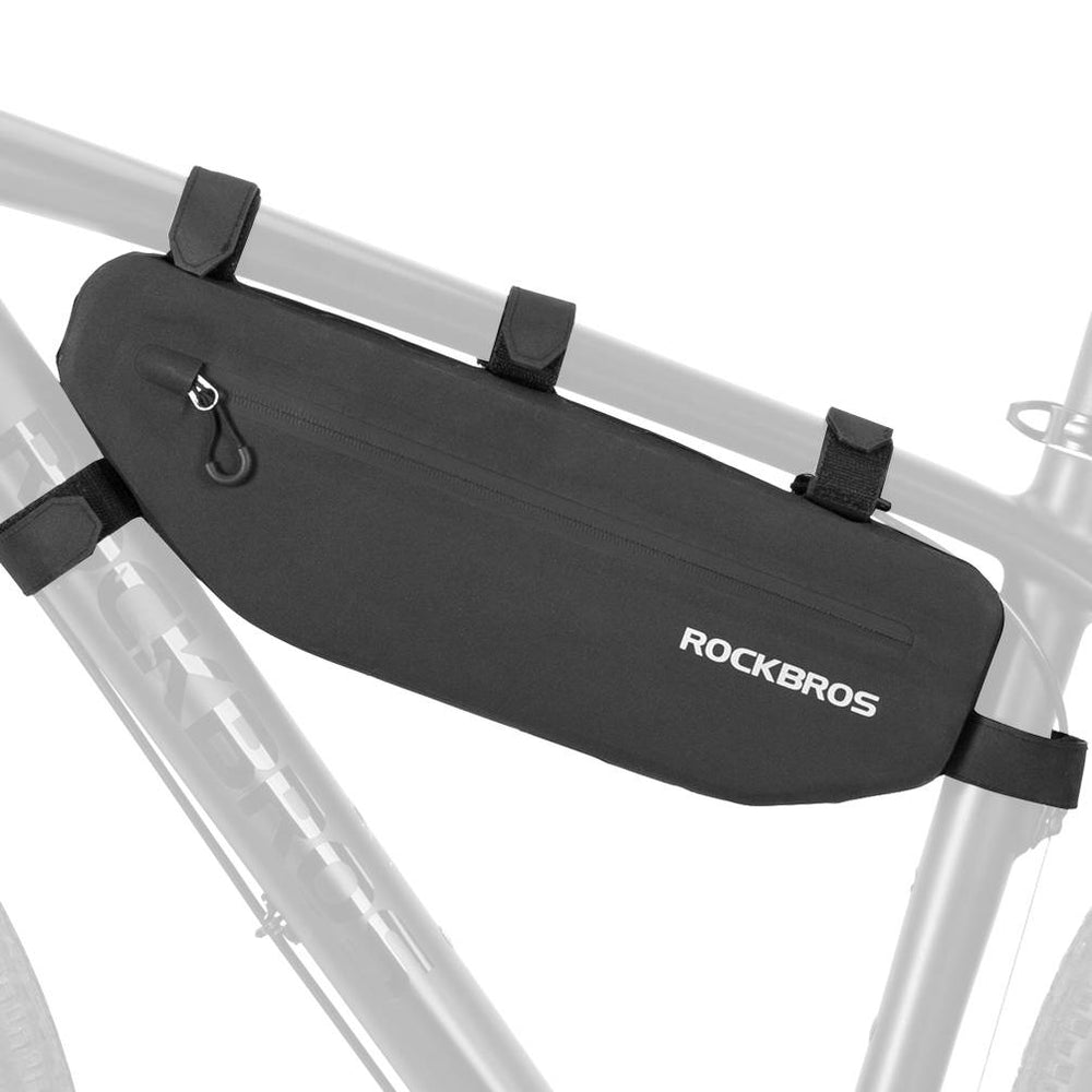 ROCKBROS Waterproof Bike Phone Bag With 600-Lumen Headlight - EVA Frame Bag For Handlebar/Top Tube